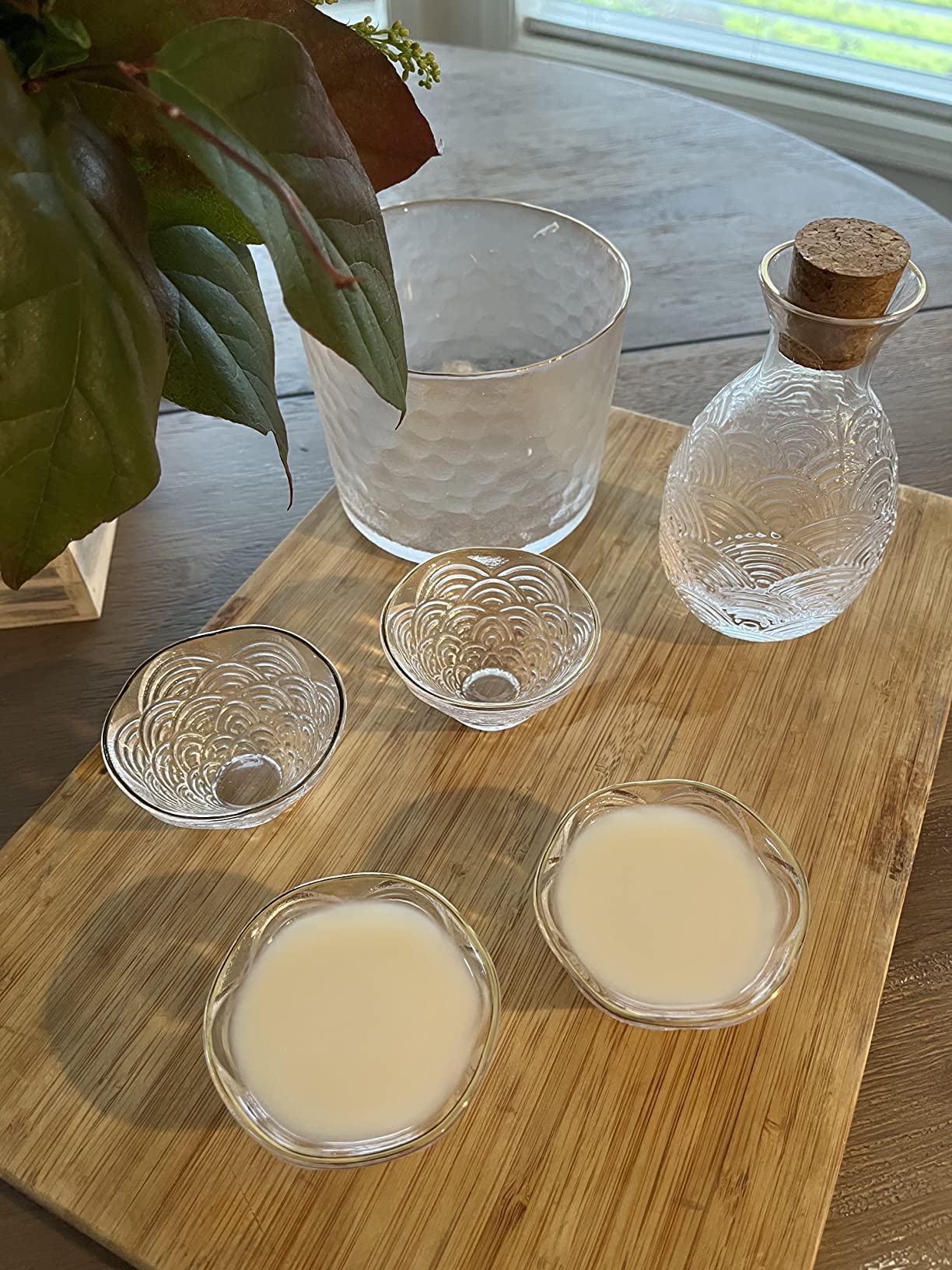 Glass Sake Set, Clear Glass Sake Bottle Set Including 1 Warming Mug, 1 Sake Pot, 4 Sake Cups, Sake Set Hot Sake or Iced Sake for Sake Lovers customer photo 1