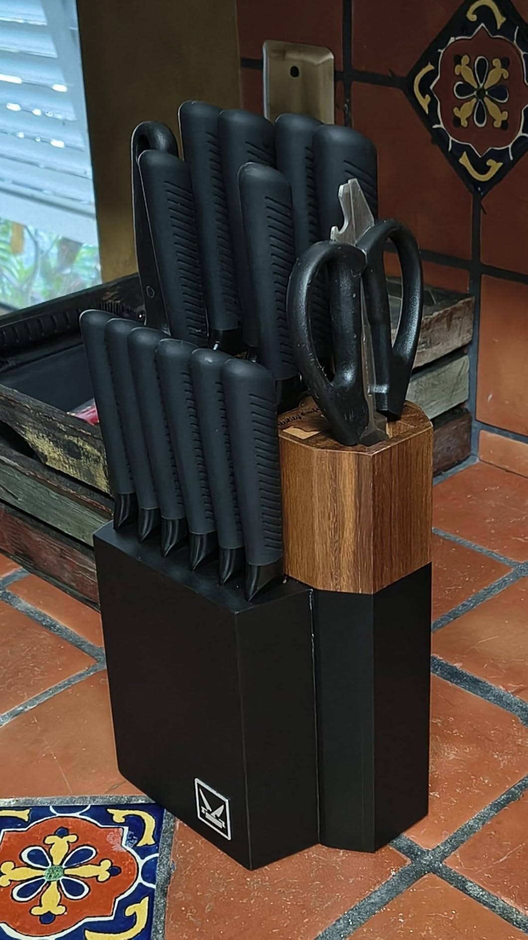 Kitchen Knife Set,15-Piece Knife Set With Block Wooden,Self Sharpening For Chef Knife Set,High Carbon Japan Stainless Steel Hammered Collection Knife Block Set with Steak Knives, Boxed Knife Set customer photo 2