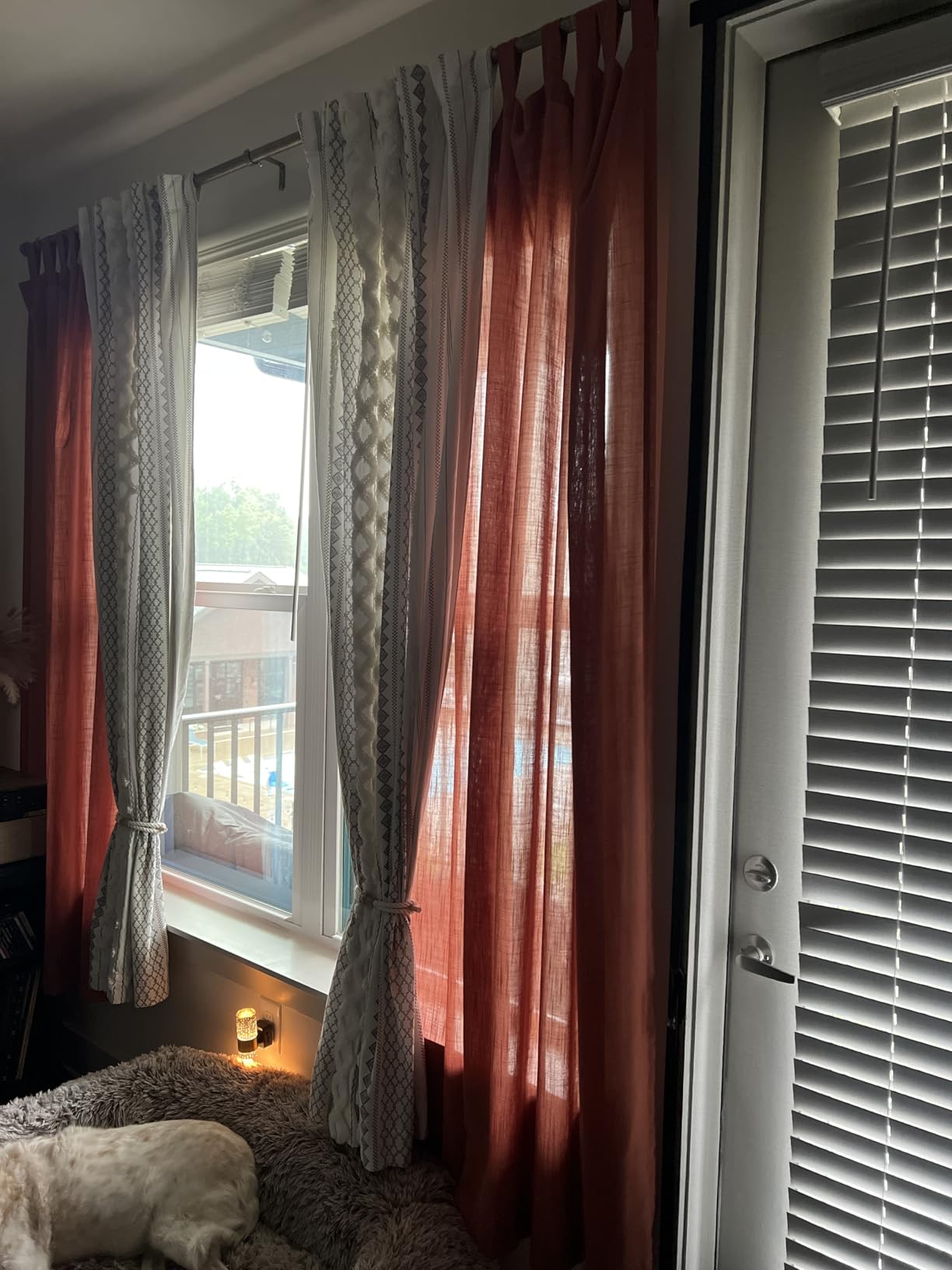 KOUFALL Sheer Curtains 63 Inch Length for Living Room 2 Panel Set,Linen Boho Farmhouse Semi Light Filtering Neutral Curtains for Bedroom Kitchen Dining Room Doorway Noren,52x63 Inches Long,Cream customer photo 2