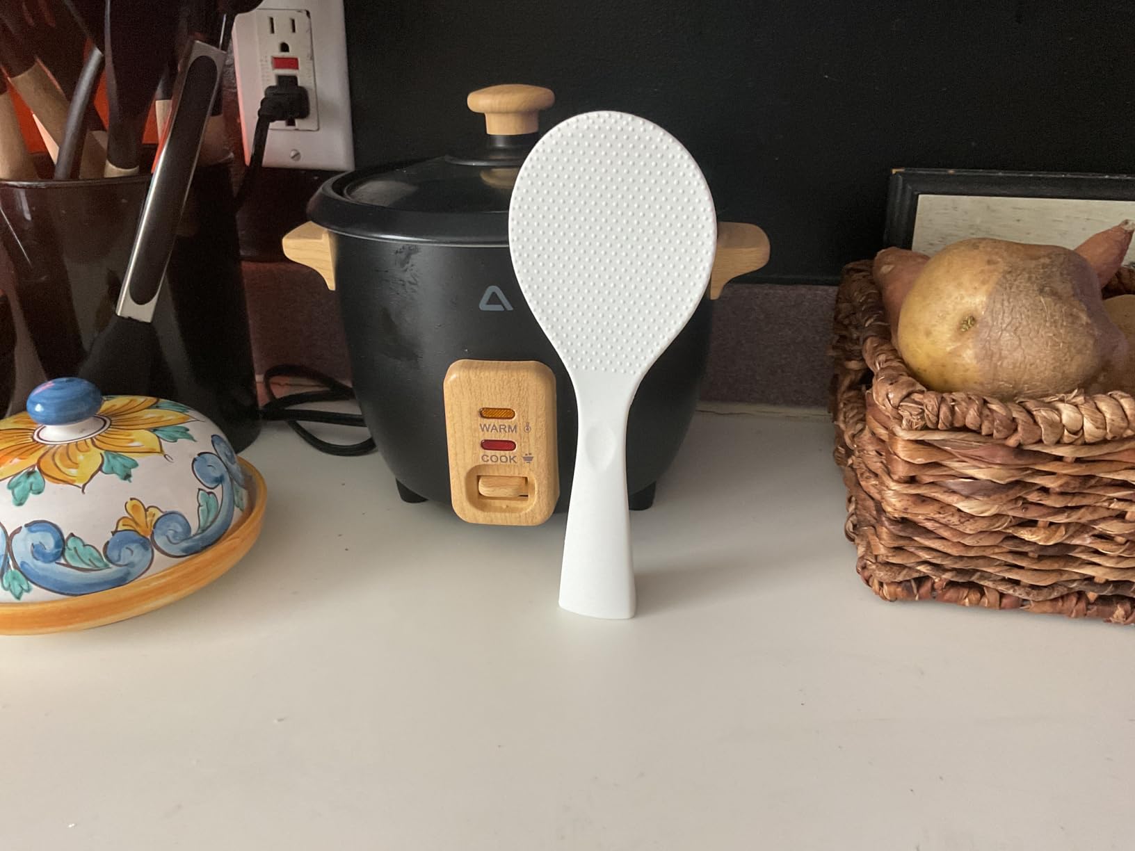 FireKylin Silicone Standing Rice Spatula with Non-Stick Paddle, Heat Resistant Rice Cooker Spoon, Serving Spoon for Grains (White) customer photo 1