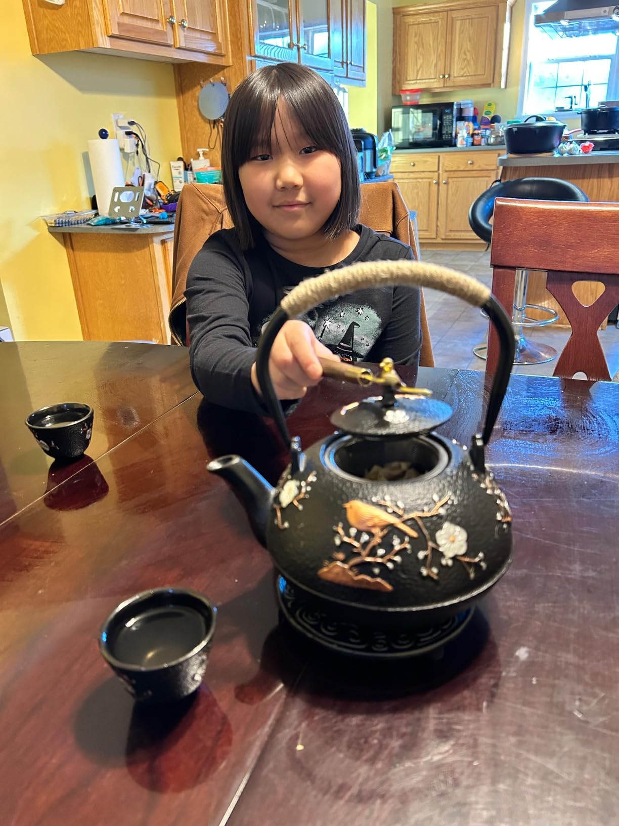 Dyna-Living Cast Iron Teapot 1200ml/40.6oz Japanese Tea Set with 4 Tea Cups Japanese Cast Iron Teapot with Infuser Japanese Tea Kettle Stovetop Gift for Tea Lover customer photo 1