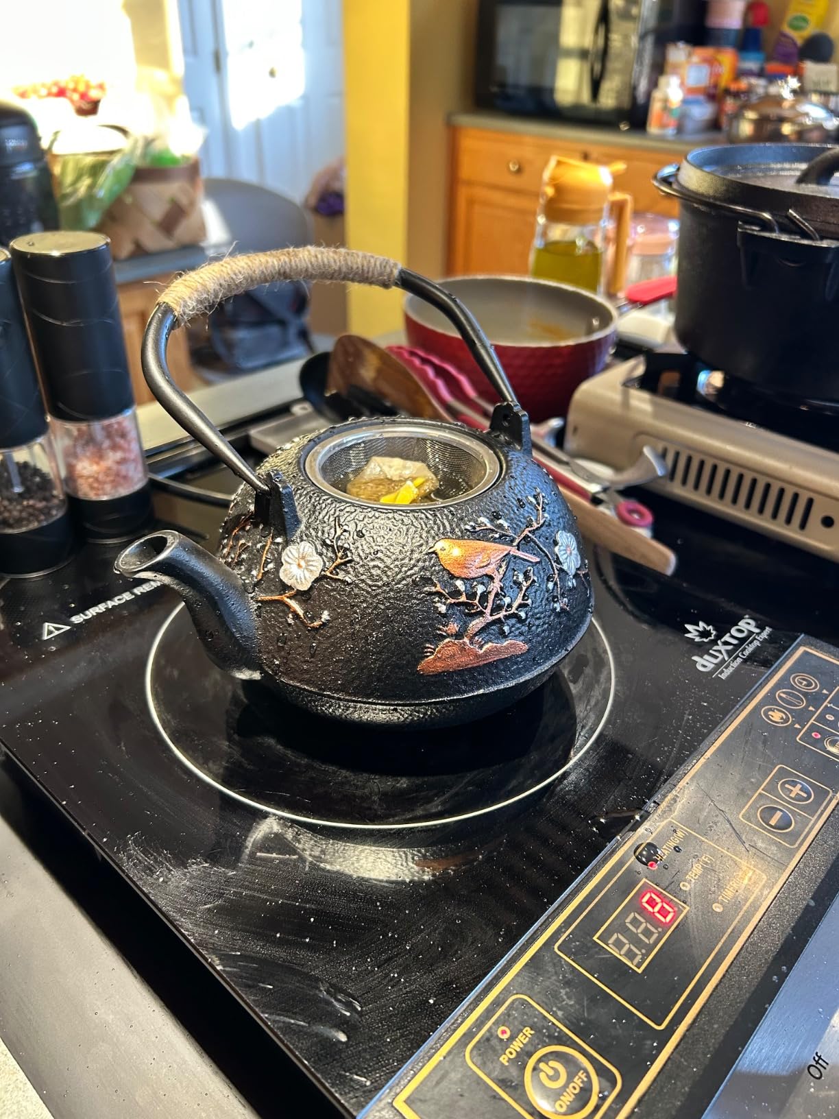 Dyna-Living Cast Iron Teapot 1200ml/40.6oz Japanese Tea Set with 4 Tea Cups Japanese Cast Iron Teapot with Infuser Japanese Tea Kettle Stovetop Gift for Tea Lover customer photo 2