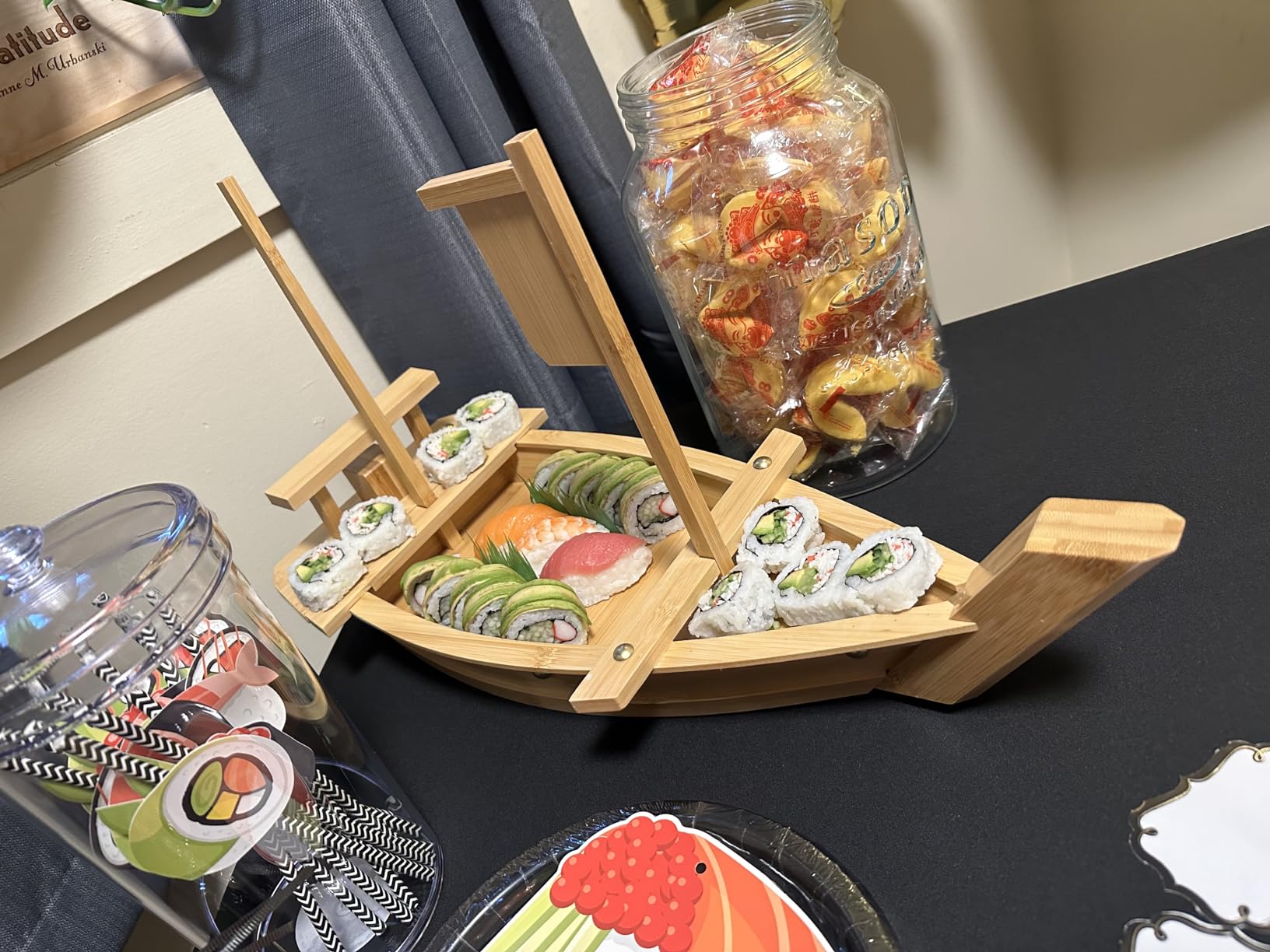 20 Inch Wooden Sushi Boat Serving Tray, Large Sushi Boat Plate for Sashimi Board Seafood Party, Great for Sushi Restaurant or Home (20.4inch/52cm) customer photo 2