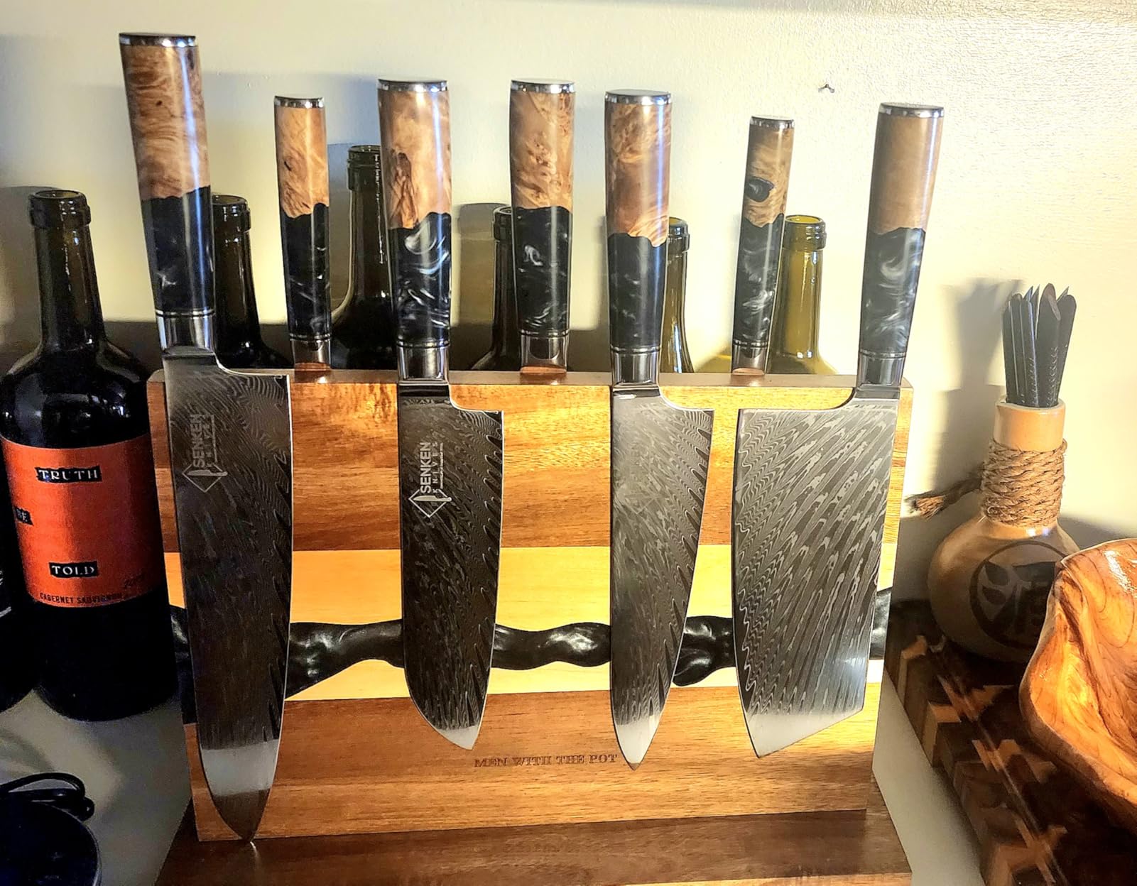 SENKEN 7-Piece Damascus Kitchen Knife Set - Tsunami Collection - 67-Layer Japanese VG10 Steel - Chef's Knife, Cleaver, Santoku, Bread, Boning, & More customer photo 1