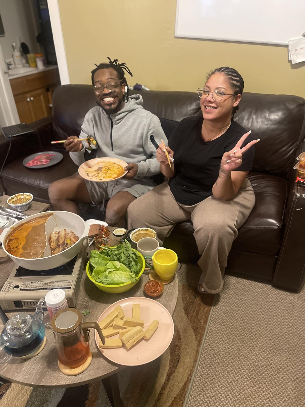 Dezin 5-QT Double-flavor Shabu Shabu Pot with Divider, Dual Sided Nonstick Hot Pot, 12 Inch Divided Stockpot for Cooking, Hotpot for Induction Cooktop, Gas Stove & Hot Burner, Soup Ladle Included customer photo 1