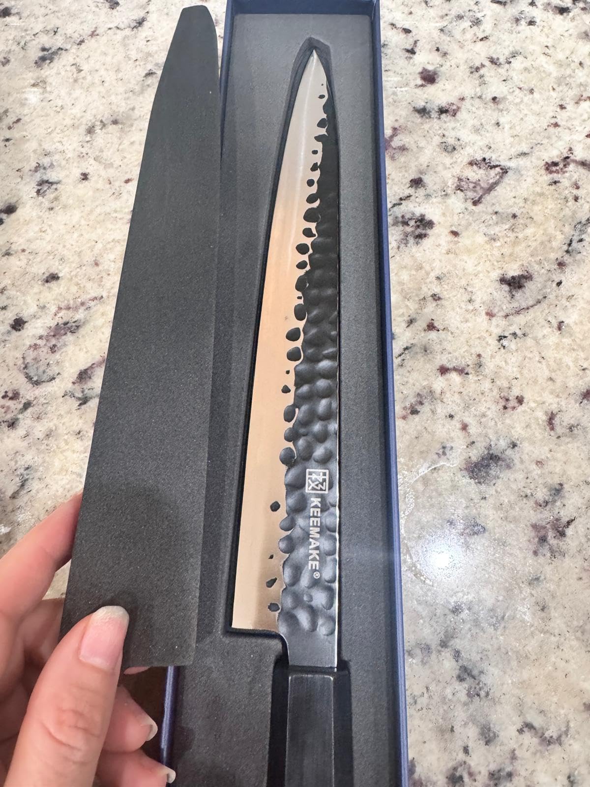 KEEMAKE 8 Inch Chef Knife, Japanese Hand Forged High Carbon Steel Kitchen Knives with Ergonomic Rosewood Handle, Ultra Sharp Durable Professional Gyuto Knife for Meat & Veggie Slicing customer photo 1