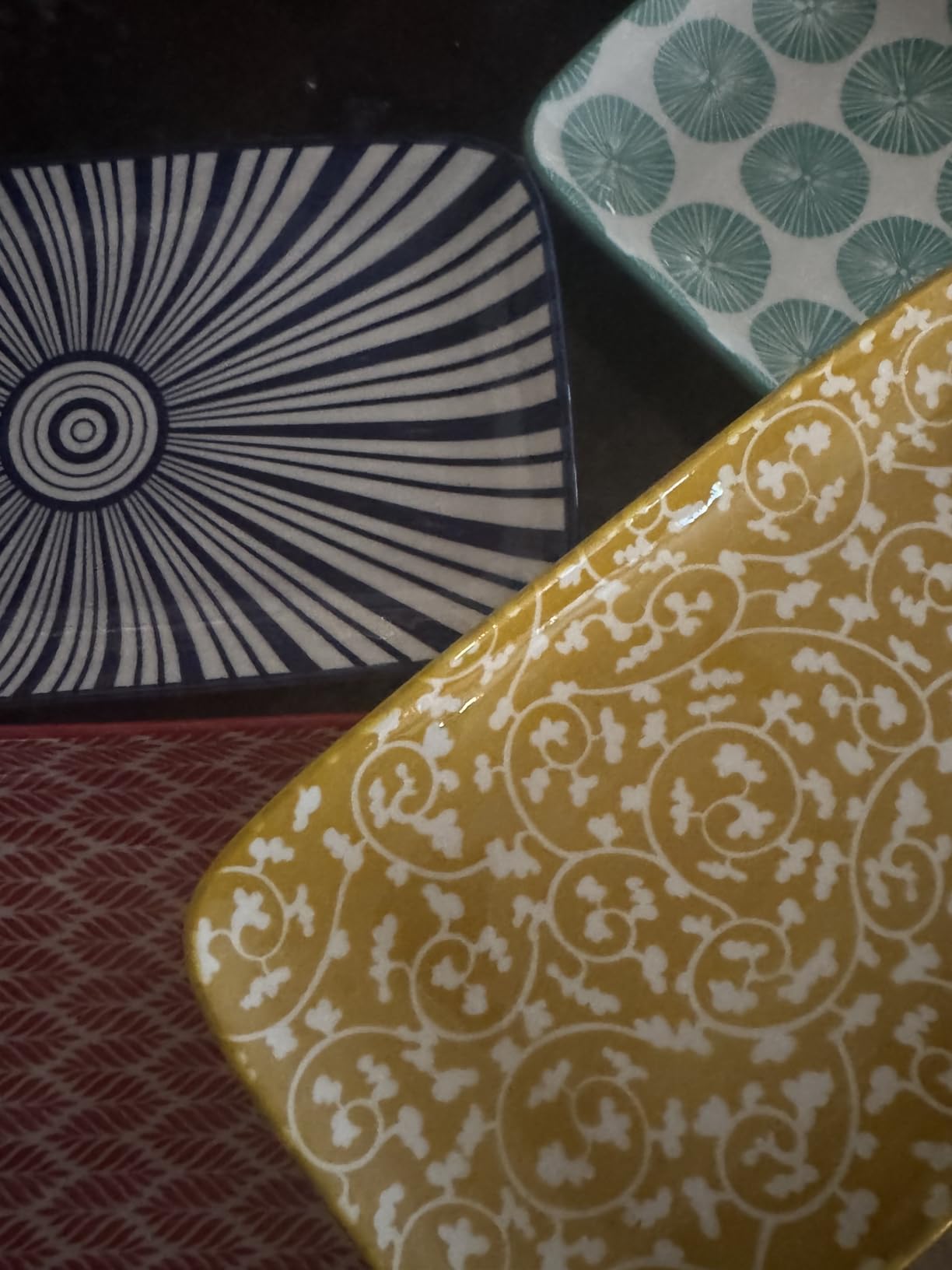 Selamica Ceramic 8 inch Rectangular Salad Plates, Dinner Plates, Pasta Dessert Plates for Appetizer, Sushi, Fruit - Microwave/oven/Dishwasher Safe, Set of 6, Vintage Blue customer photo 2