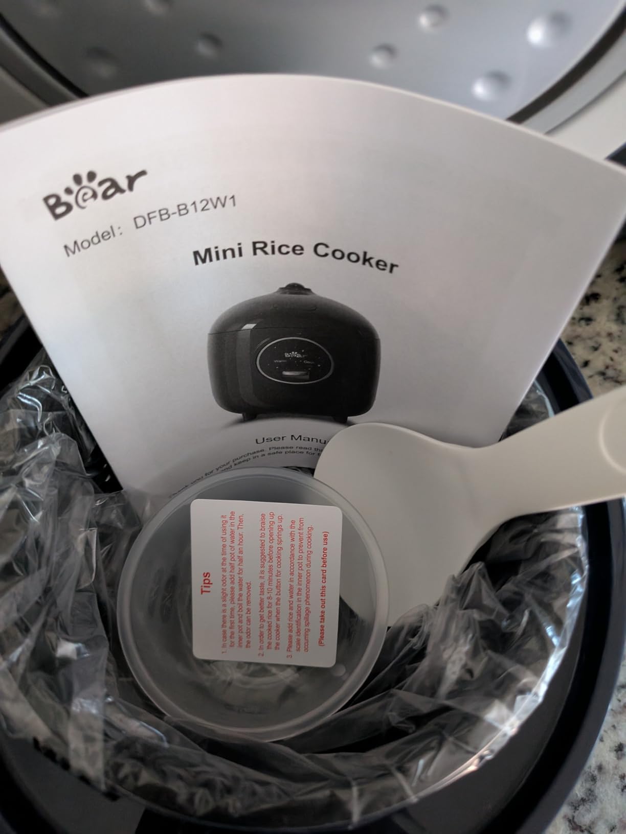 Bear Mini Rice Cooker 2 Cups Uncooked, 1.2L Portable Non-Stick Small Travel Rice Cooker, BPA Free, One Button to Cook and Keep Warm Function, Blue customer photo 2