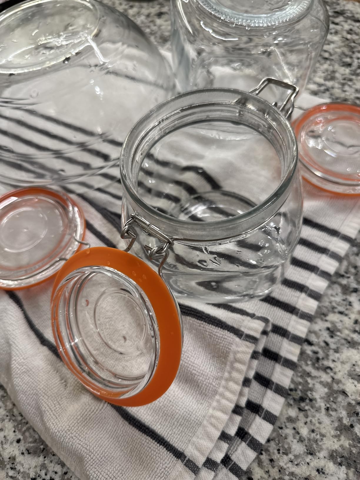 Hovico 25 oz Glass Jars With Airtight Lids And Leak Proof Rubber Gasket,Wide Mouth Mason Jars With Hinged Lids For Kitchen Canisters 750ml, Glass Storage Containers customer photo 1