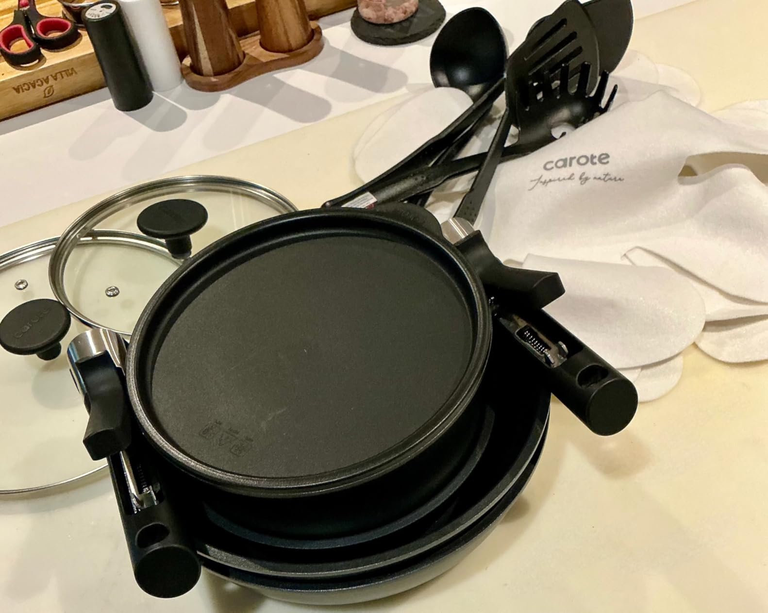 CAROTE 19pcs Pots and Pans Set, Nonstick Cookware Set Detachable Handle, Induction Kitchen Cookware Sets Non Stick with Removable Handle, RV Cookware Set, Oven Safe customer photo 2