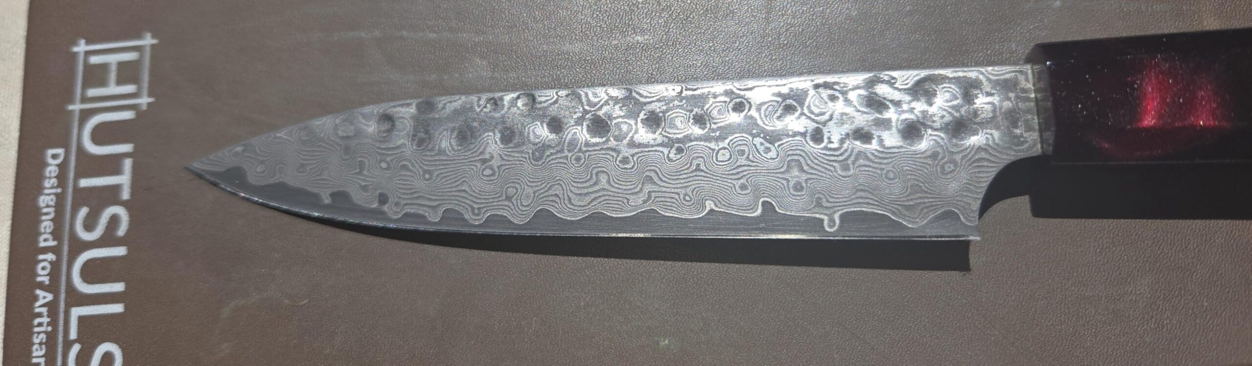 FINDKING 5 Inch Kitchen Utility Knife with ABS sheath, Multi-Purpose Japanese Paring Knife, Damascus Steel Blade, Resin Octagonal Handle, Small, for Fruits Vegetables (Eternity Series) customer photo 1