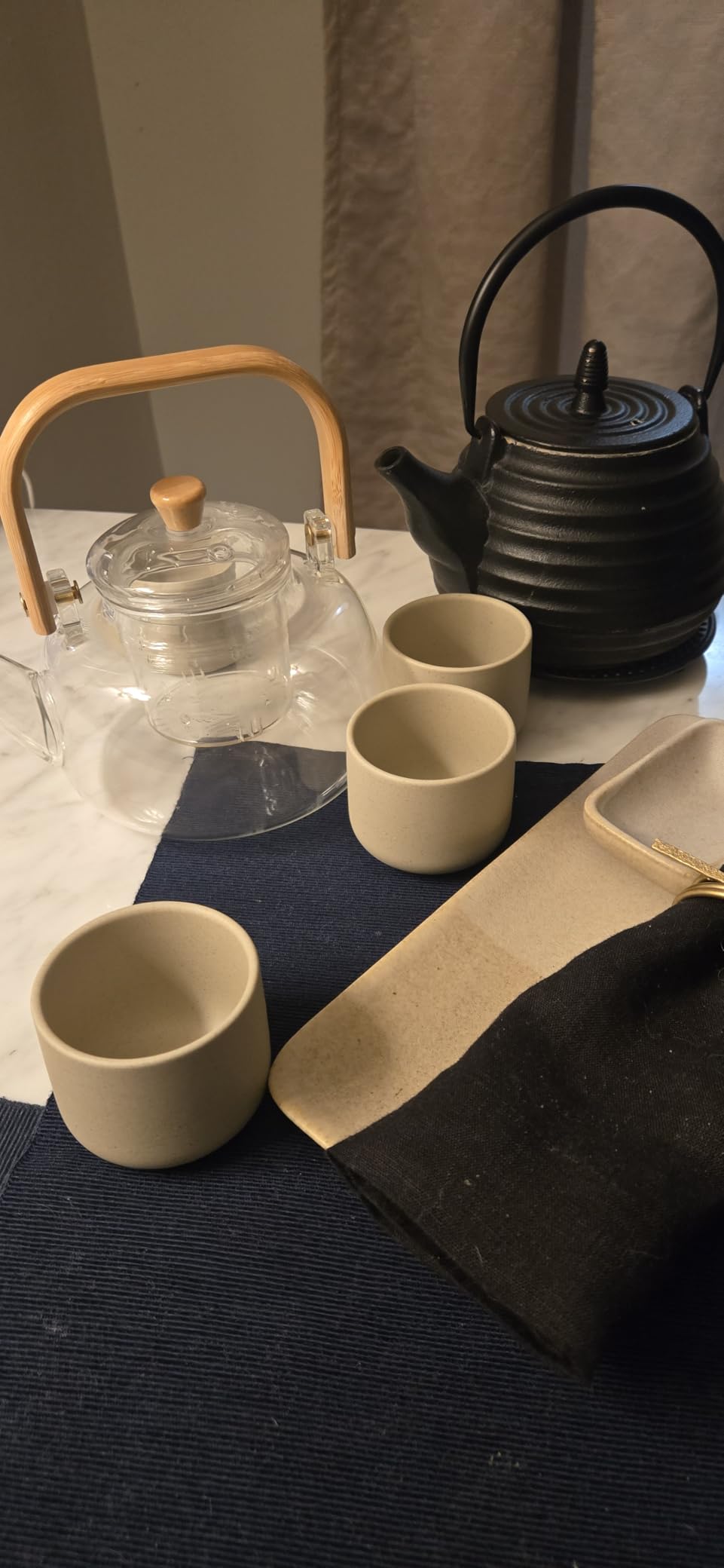 Ceramic teacups set of 4, No Handle Chinese KungFu Tea cups, 3.5oz Teacups Japanese Teacup Set, Ceramic Tea Cup, 4Pcs customer photo 1