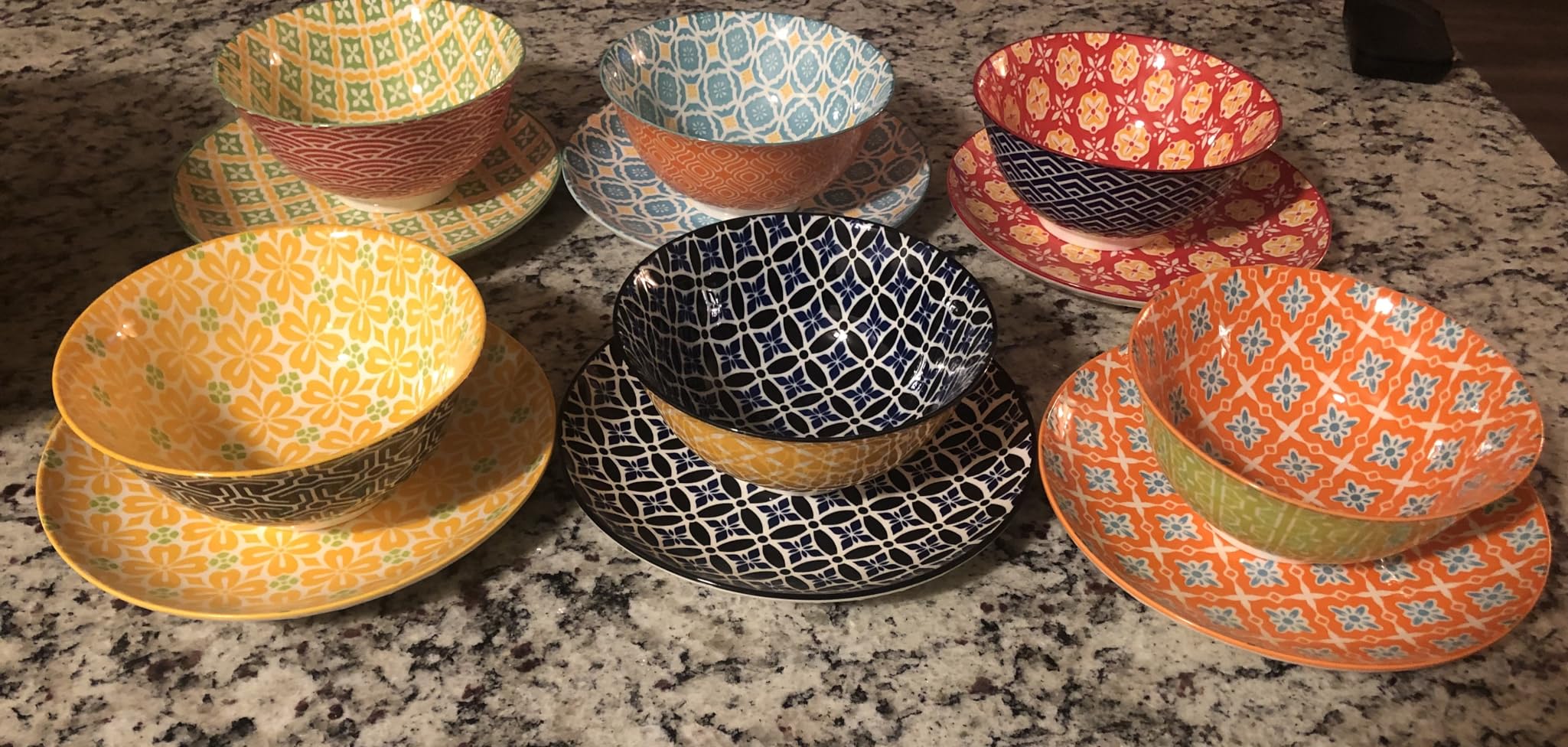 Metahom Salad Plates, Dessert Plates 8 Inch, Colorful Ceramic Plate Set for Pasta, Pancakes, Steak, Set of 6, Dishwasher & Microwave Safe customer photo 2