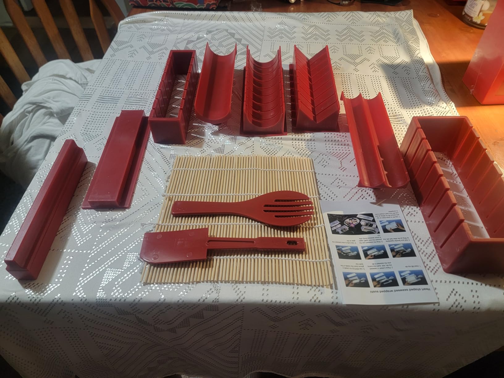 HI NINGER Sushi Making Kit Deluxe Edition Complete Sushi Maker Kit 12PCS Home Sushi Mold Press with Sushi Rice Roll Mold Shapes,Fork , Sushi Knife,Sushi Rolling Mat,Chopsticks customer photo 2