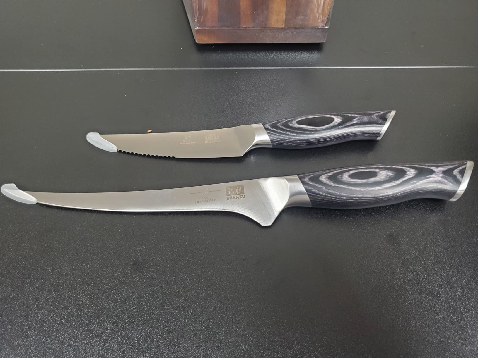 SHAN ZU Knife Sets for Kitchen with Block, Knife Block Set, Japanese Super Steel Kitchen Knife Sets with Removable Block & K133 Ergonomic Handle, Black Tortoise Genbu Series customer photo 2