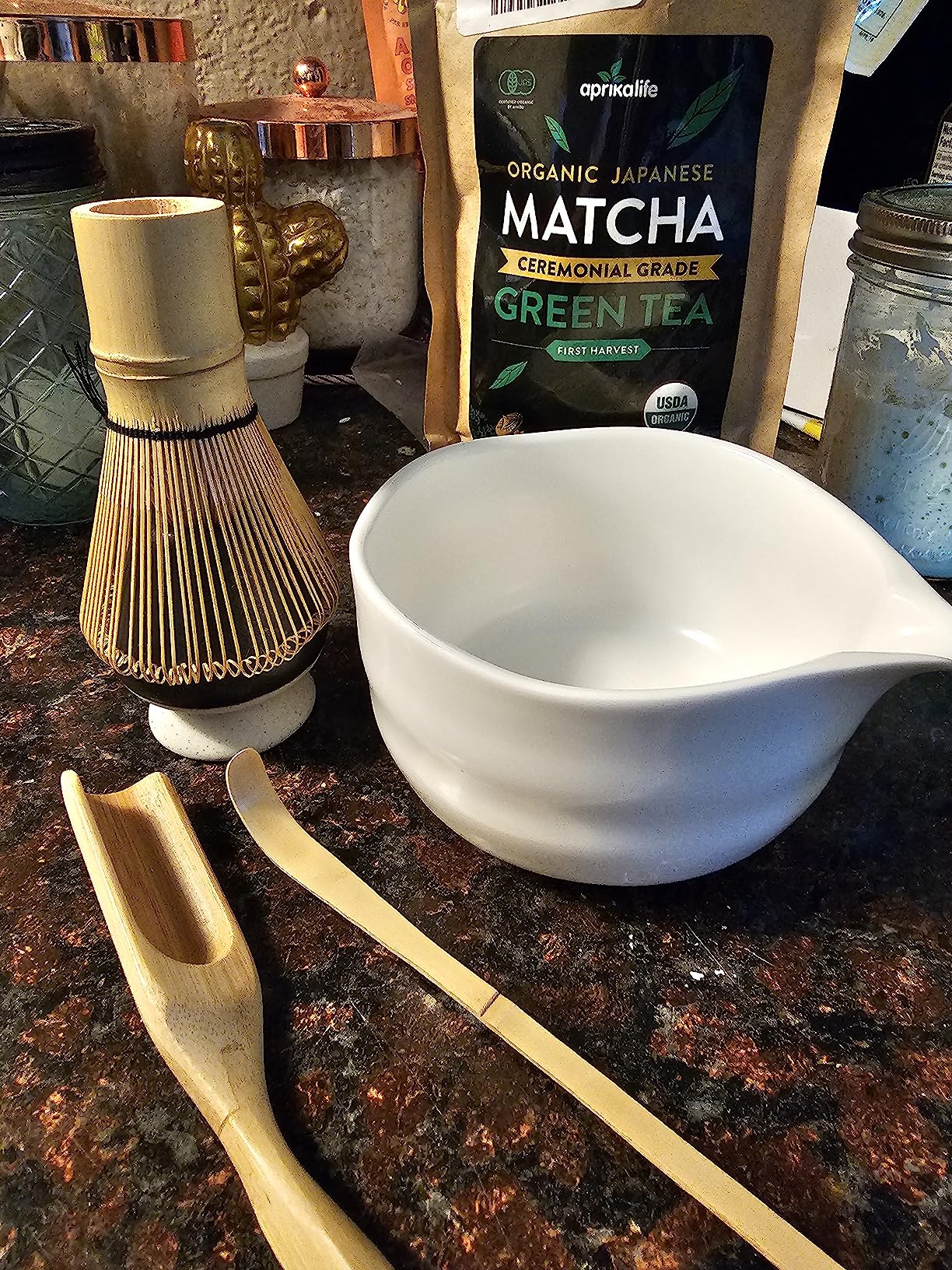 TEANAGOO Matcha Whisk Set, Bamboo Matcha Whisk (Chasen), 4 Pcs Traditional Starter Matcha Set, Scoop (Chashaku) Tea Spoon Whisk Holder, Matcha Accessory, Bamboo Whisk For Matcha Tea (100prongs) customer photo 1
