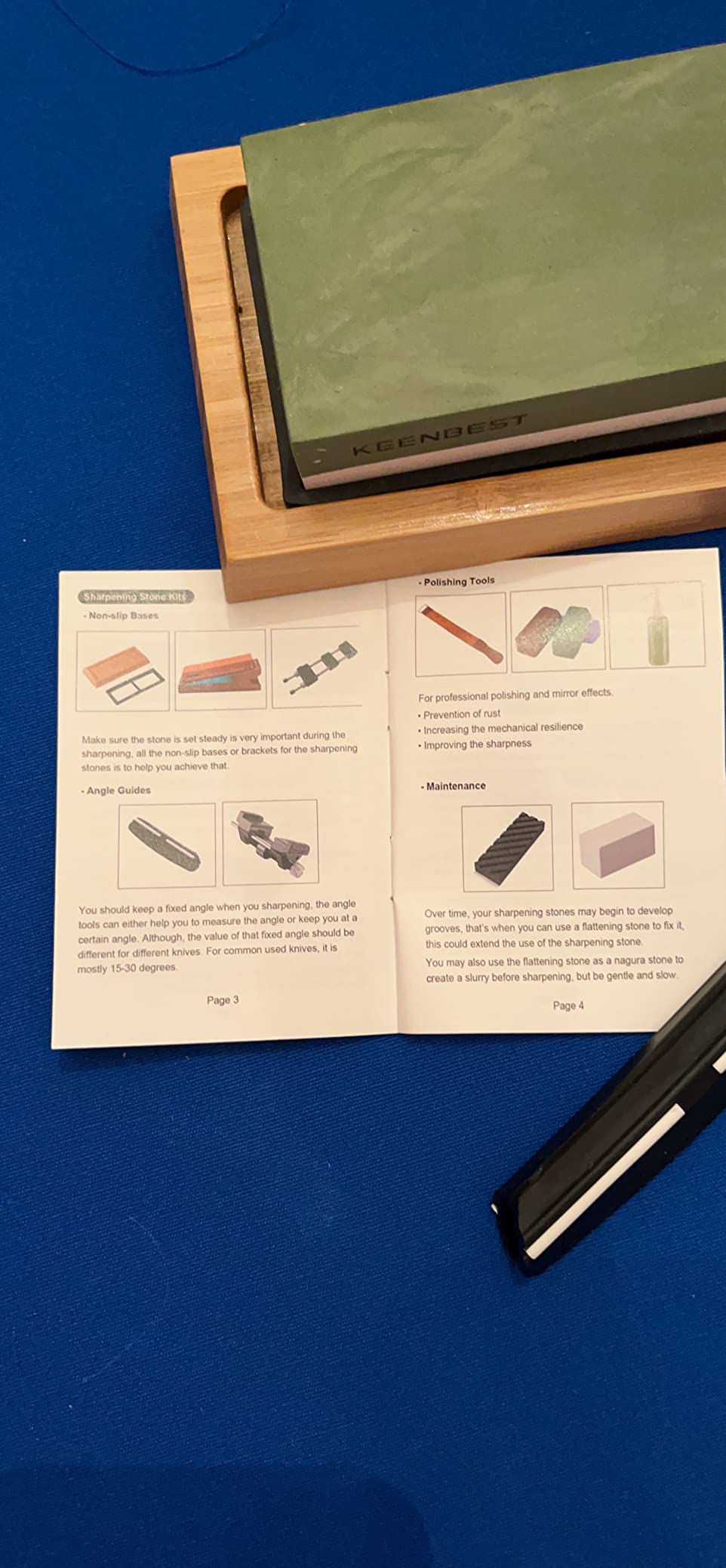 Whetstone 1000 6000 Grit Kitchen Knife Sharpening Stones 2 Side Water Wet Stone Sharpener Kit Japanese Wetstone Knives Sharpeners Waterstone Whet Stone Anti-slip Base Angle Guide User Guidebook customer photo 2