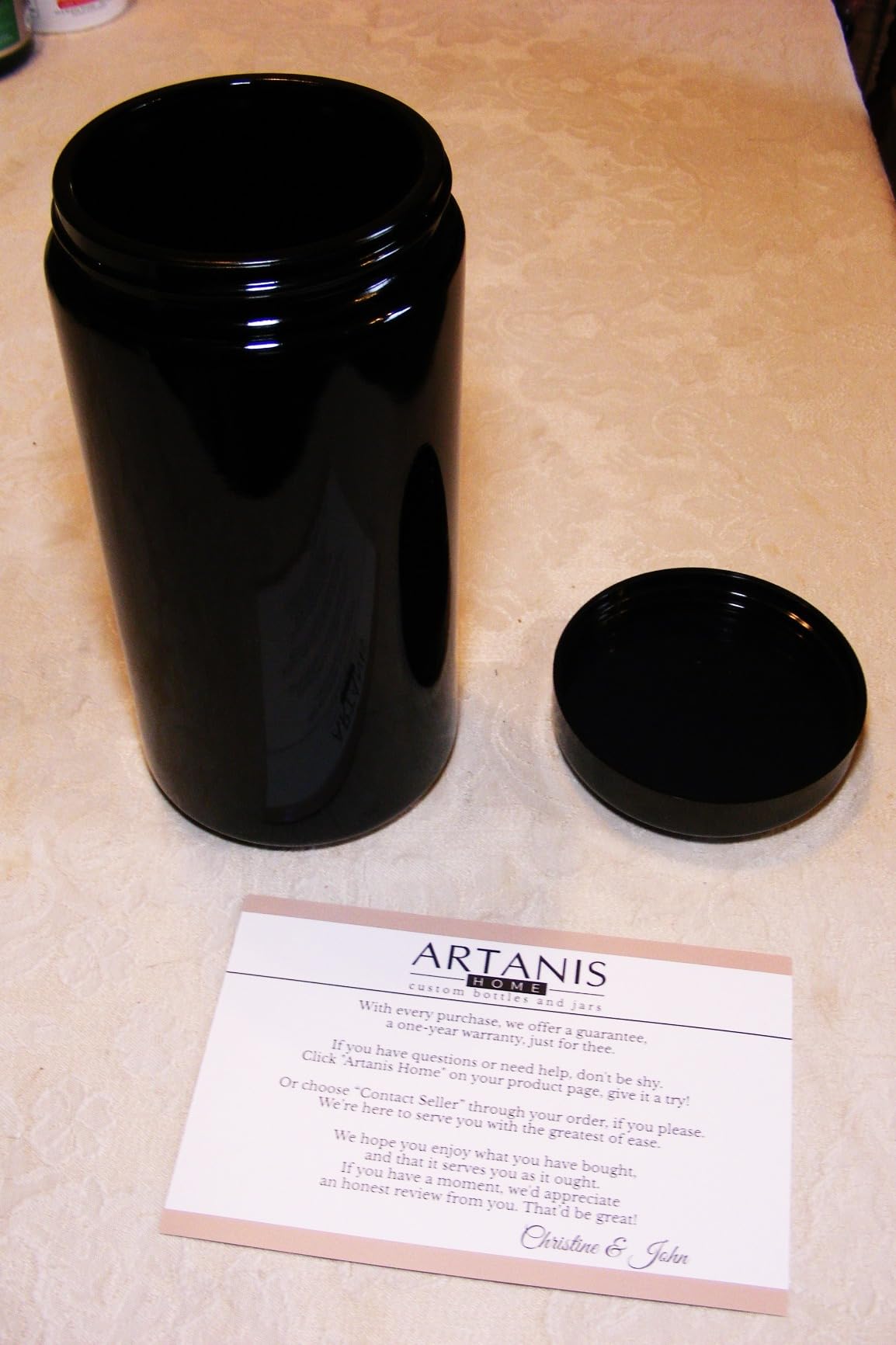 Black Ultraviolet Glass Jar with Lid | 1 Liter 33.8 oz Airtight Smell Proof Container | Wide Neck Herb Storage, Ideal for Coffee, Tea, Spices, Dried Goods, Tall Glass Jar for Kitchen customer photo 2