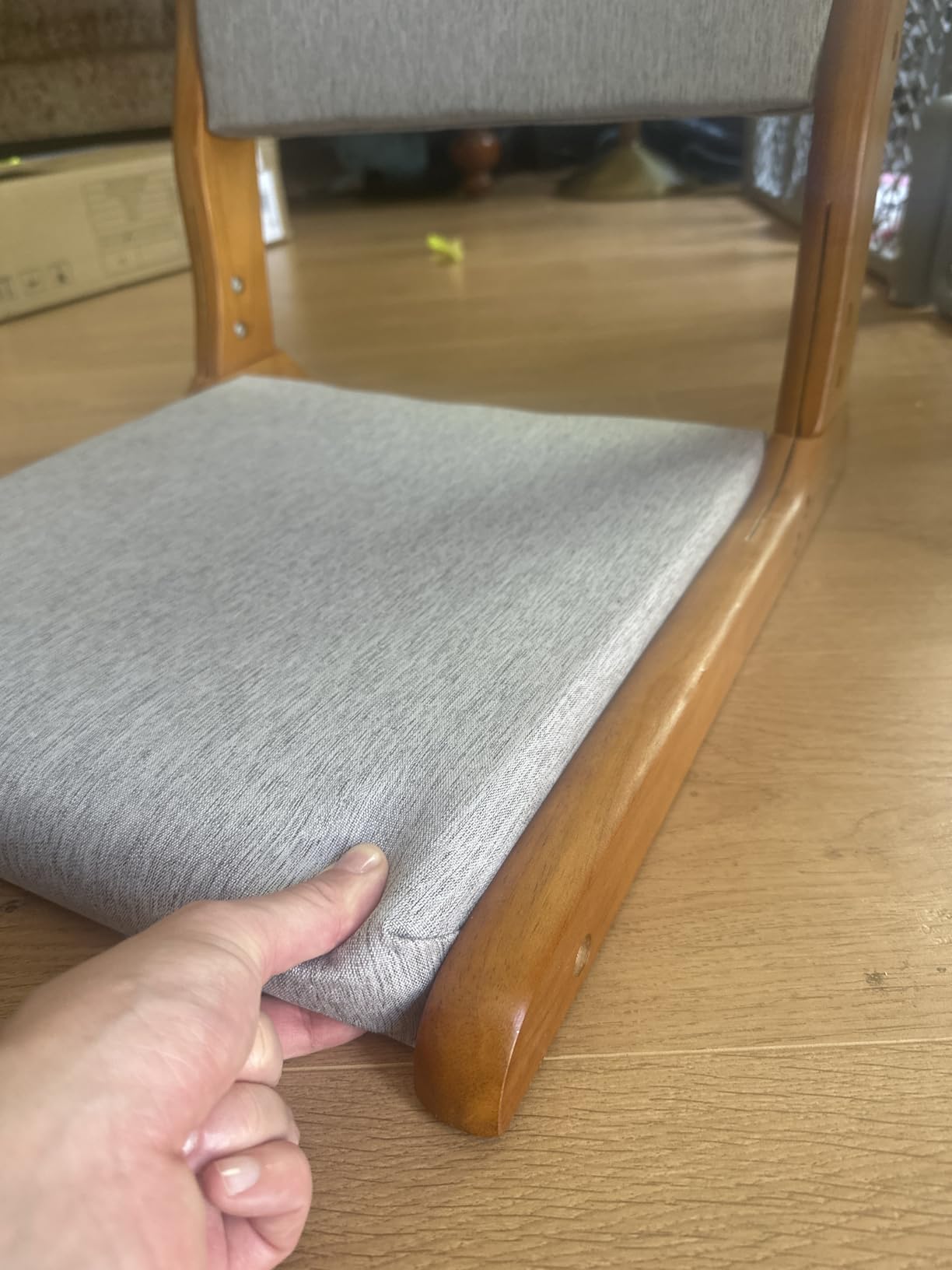 HollyHOME Foldable Japanese Style Floor Chair with Back Support, Tatami Chair with Cushion, Meditation Seat for Bay Window, Living Room, Bedroom, Dark Grey customer photo 2