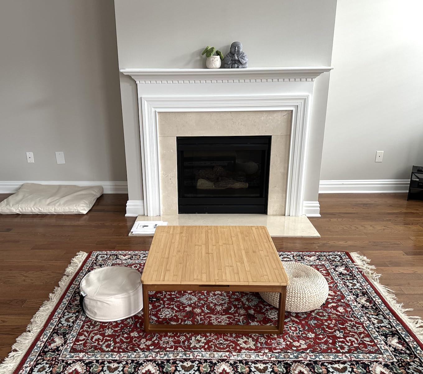 soges Small Foldable Coffee Table, Wooden Low Table for Sitting on The Floor, Bamboo Floor Desk, Japanese Dining Table, Tatami Table for Living Room Bedroom, 60HSLZCT03BB customer photo 2