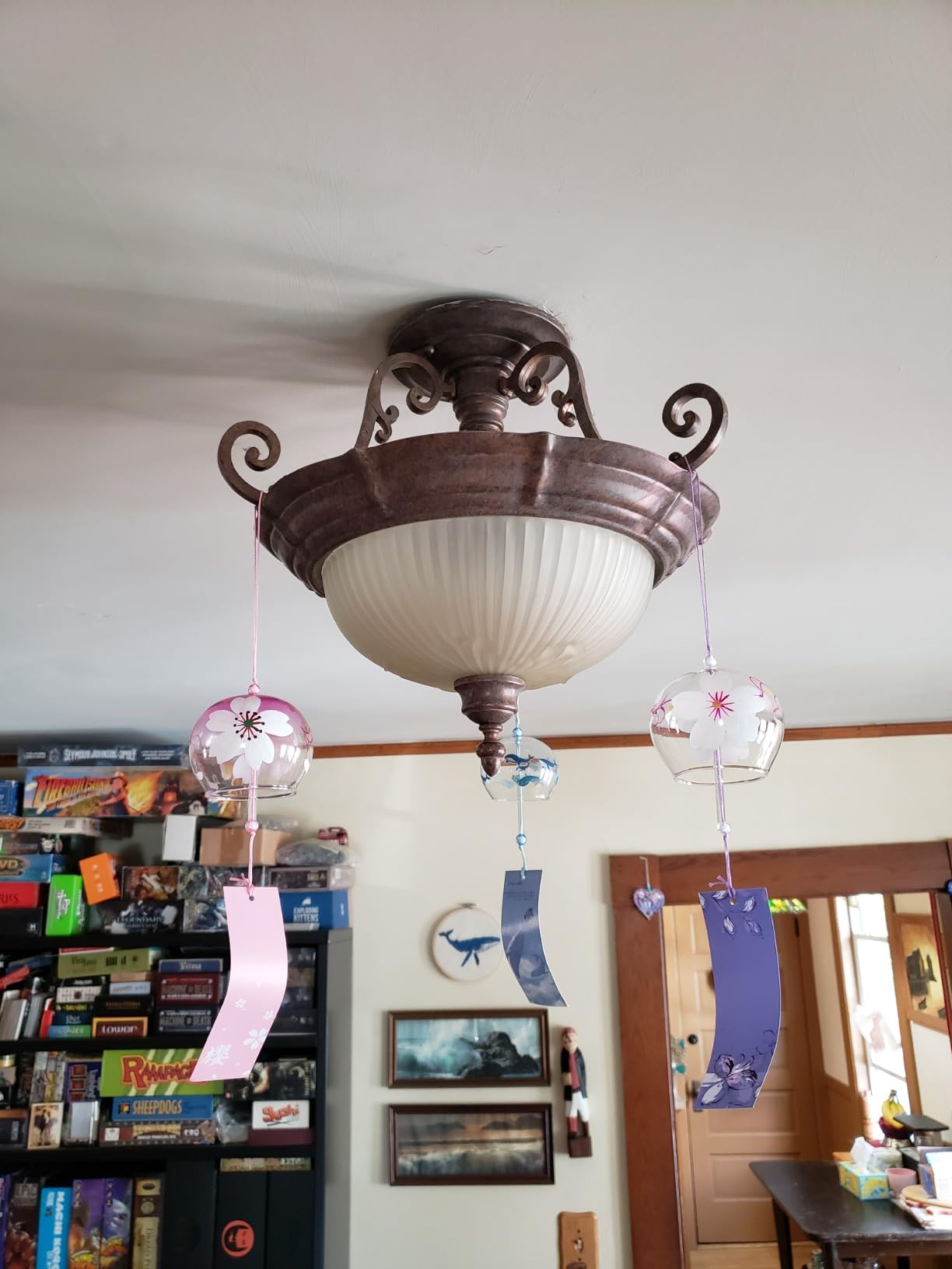 Falytemow Japanese Wind Chimes Wind Bells Handmade Glass Japanese Style Pendant for Birthday Present Outdoor or Indoor Home Decors (Tulip and Orchid, 7 cm) customer photo 2