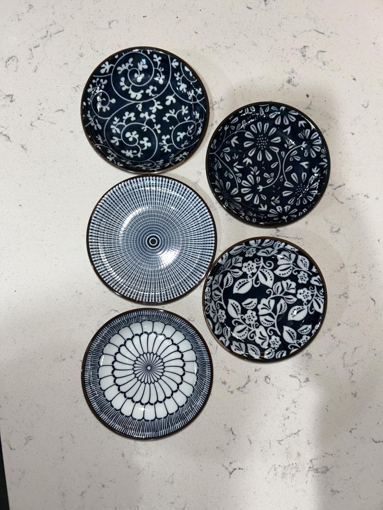 Dipping Bowls, Soy Sauce Dish Ceramic, 3 OZ Small Serving Bowls for Side Dishes Vintage Blue Stylish Design, Set of 6 Mini Appetizer Plates for Condiment Sushi Ketchup BBQ Party, 4 Inch customer photo 2