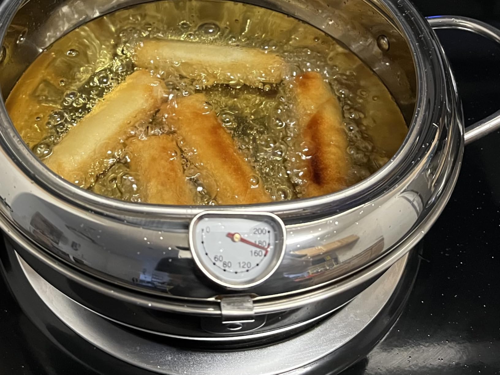 Deep Fryer Pot,Oxydrily Japanese Tempura Deep Fryer Stainless Steel Frying Pot With Thermometer customer photo 1
