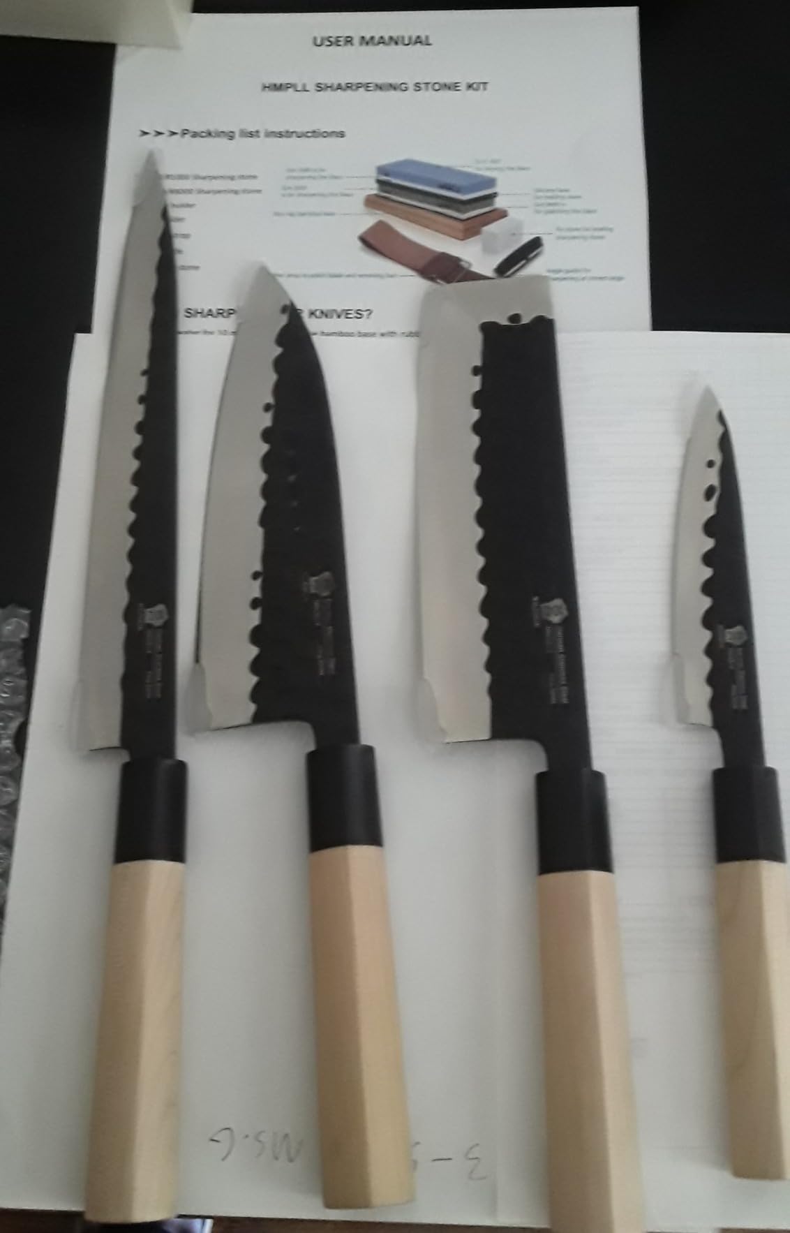 WILDMOK Left Handed 4pcs Knife Set GYUTO Sashimi Sushi Knife Sets for Left Handed, Fish Filleting Chef Knife for Kitchen German Steel Blade & Traditional Wooden Handle customer photo 1