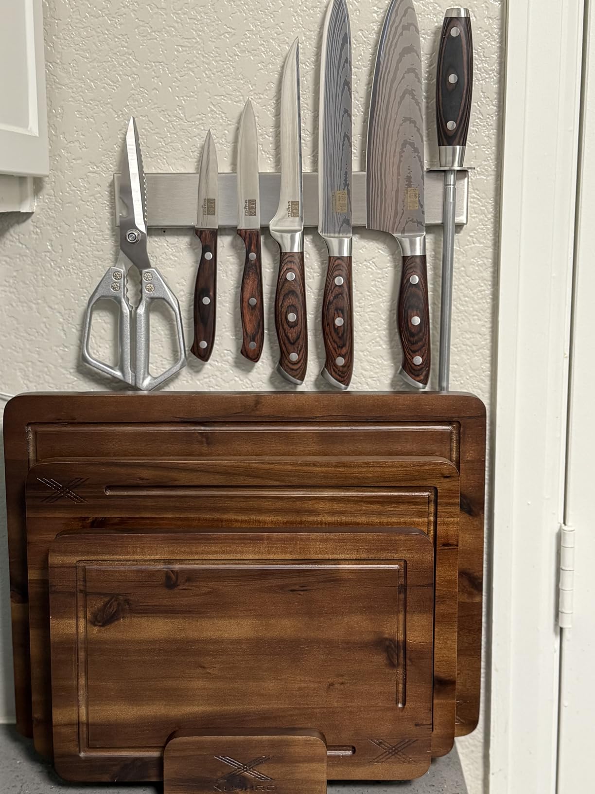 SHAN ZU Knife Set 16 pcs, Japanese Kitchen Knife with Block High Carbon Stainless Steel Ultra Sharp Knife for Kitchen, Professional Chef Knife Set with Sharpener customer photo 1