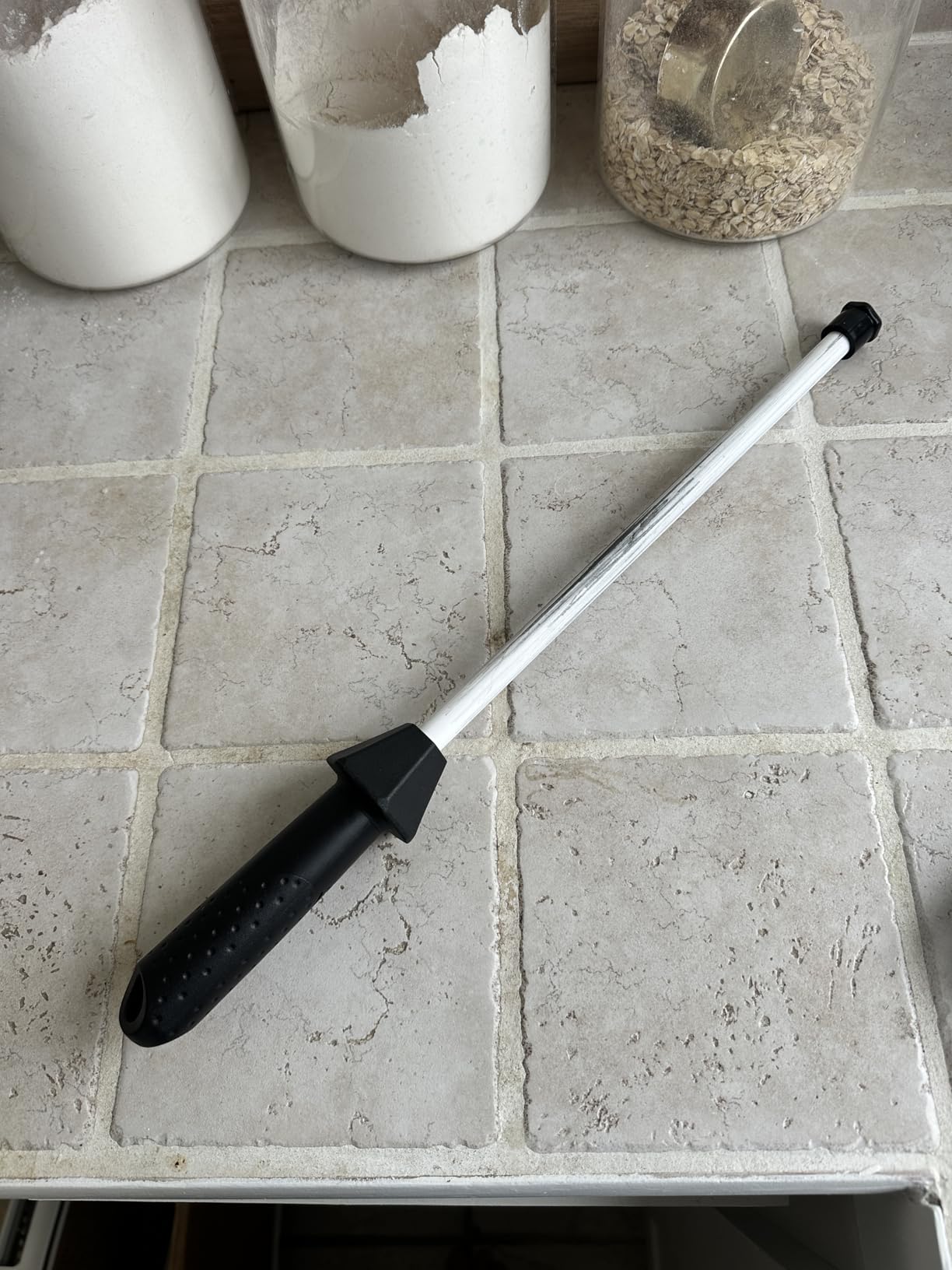 Total L.17.5-Inch/Rod L.12-Inch 3000-Grit Ceramic Sharpening Steel with Built-In Angle Guides and Anti-Breaking Cap, Sharpening Rod, Knife Steel, Ceramic Honing rod, Chaira Afilador Cuchillos customer photo 1