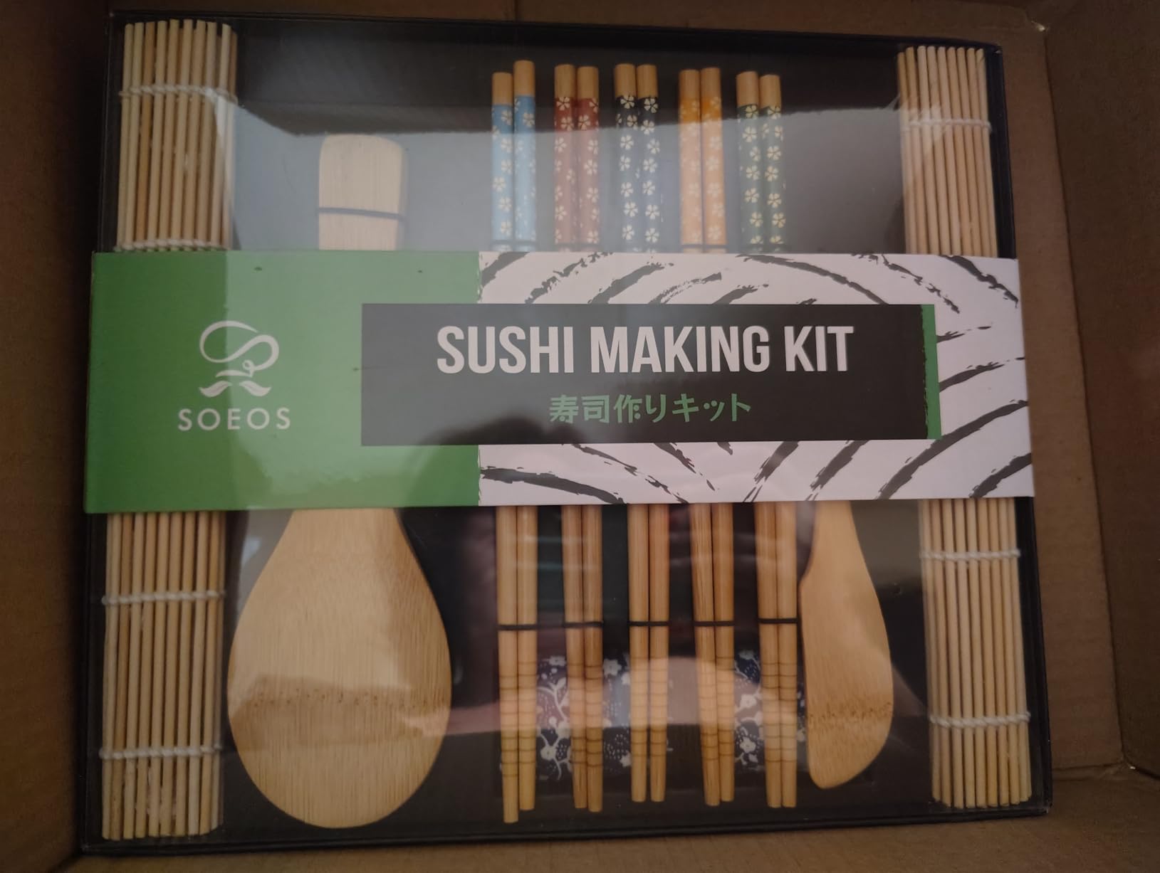 Soeos Sushi Making Kit, Sushi Making Kit for Beginners with 2 Sushi Rolling Mats, 5 Pairs Chopsticks, 1 Paddle, 1 Spreader, 1 Cotton Bag, All Natural Bamboo Sushi Maker Gift Set for Party & Family customer photo 1