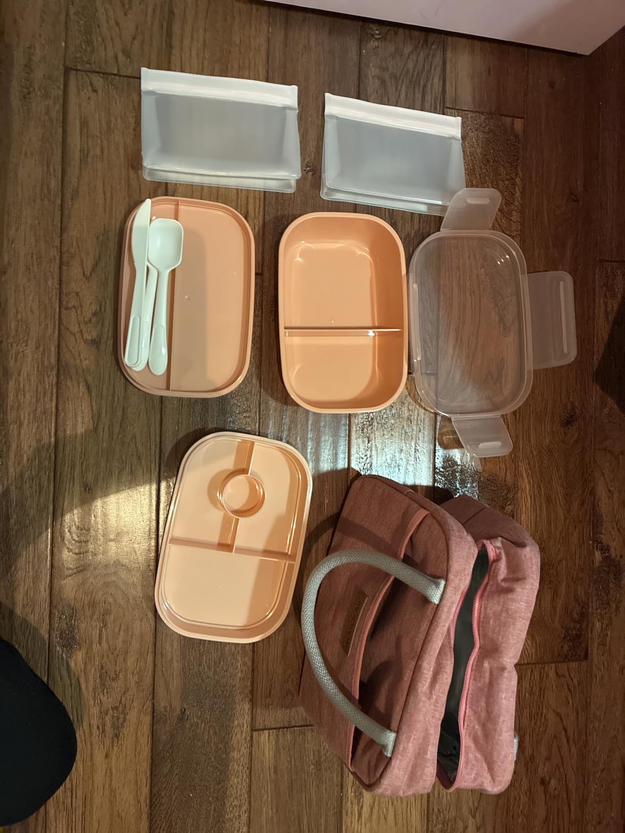JBGOYON Bento Lunch Box Set - 3 Stackable Containers for Adults and Kids, lunch box for women- Includes Lunch Bag, Leak-Proof and BPA-Free - Built-in Utensil Set - Dishwasher Safe (Pink) customer photo 1