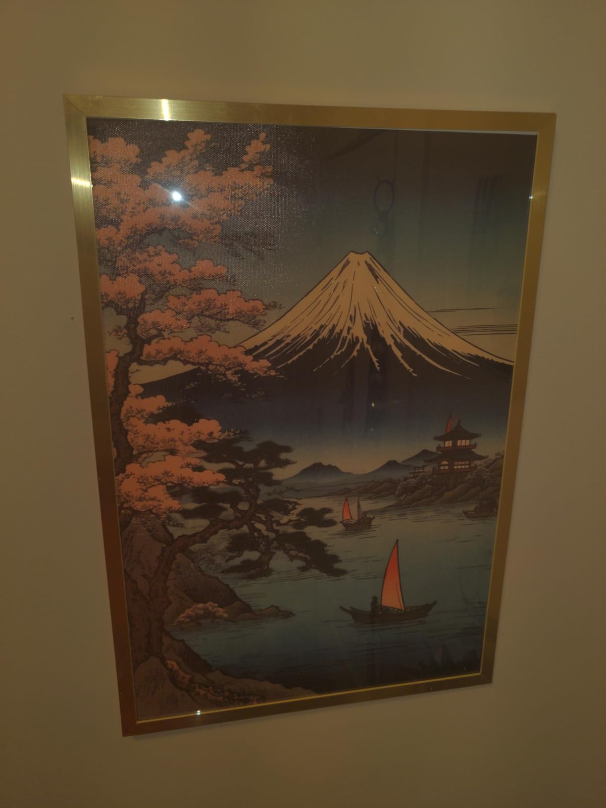 Japanese Ukiyo-e Art Mount Fuji Poster - Decorative Wall Art for Room Decor - 12x18 inch Canvas Painting with Hanger - Scroll Style Posters with Poster Frame - From Lake View Design - 30x45cm customer photo 1