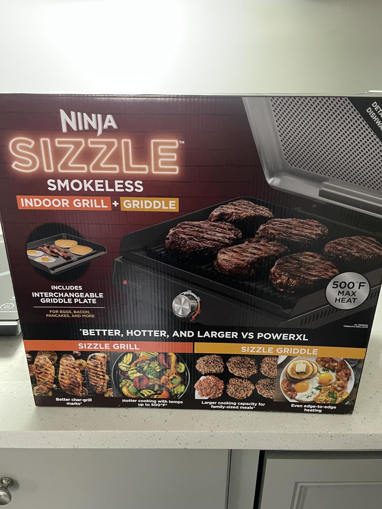 Ninja Griddle and Indoor Grill, 14'', Electric Grill, For Steak, Burgers, Salmon, Veggies, and More, Pancake Griddle, Nonstick, Dishwasher Safe, 500F, Even Cooking, Silver, GR101 customer photo 1