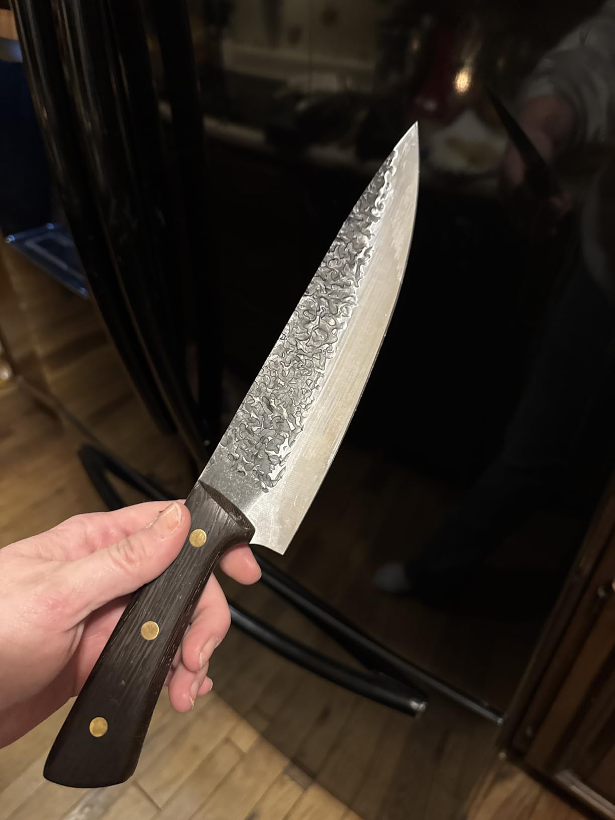 Huusk Upgraded Serbian Chef Knife - Forged Butcher Knife with Sheath, Japanese Meat Cleaver for Meat Cutting Heavy Duty Chopping Knives for Outdoor Cooking, Camping, Gifts for Men and Women customer photo 1