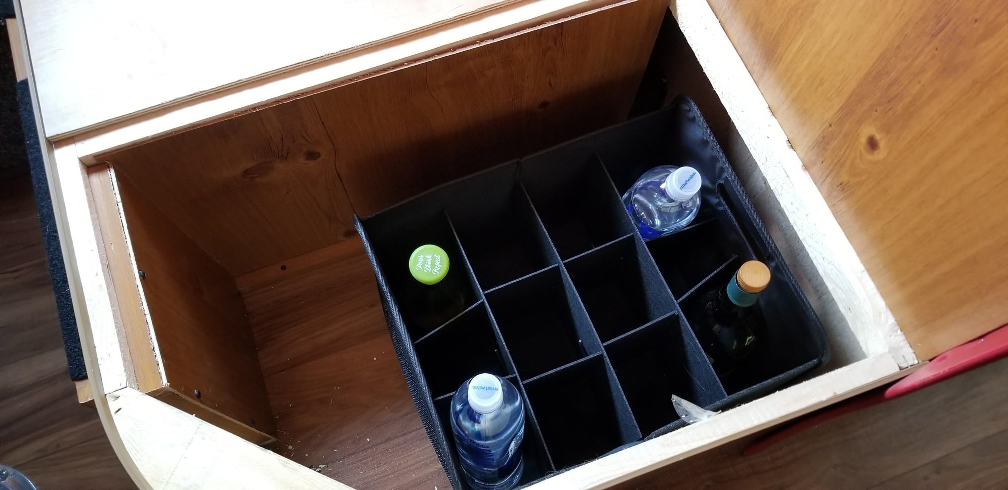 LITLANDSTAR 12 Bottle Wine Carrier, Collapsible Wine Bottle Storage Box Premium Felt Liquor Tote with Handles for Travel/Party/Picnic/Vacation, Black customer photo 1