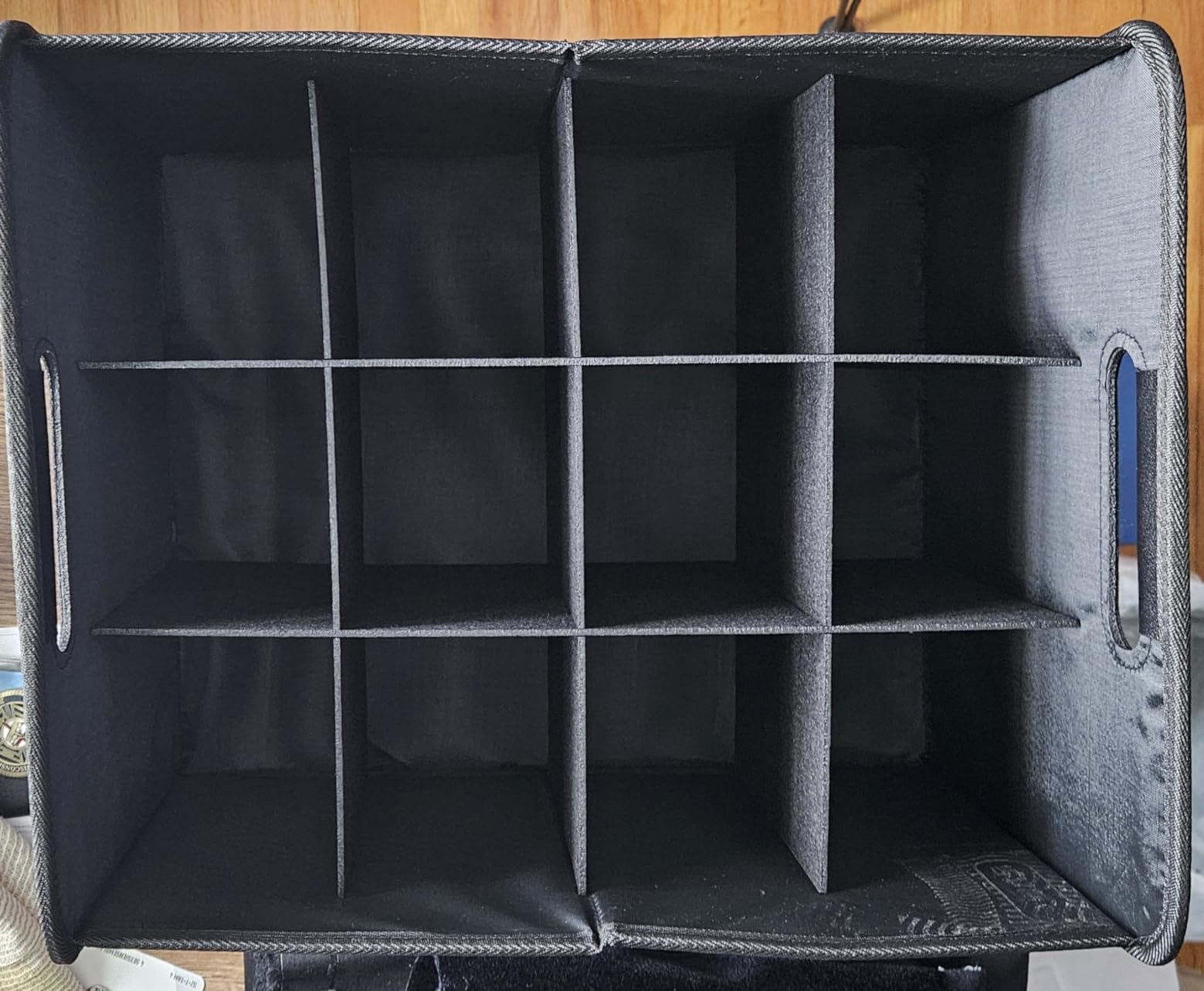 LITLANDSTAR 12 Bottle Wine Carrier, Collapsible Wine Bottle Storage Box Premium Felt Liquor Tote with Handles for Travel/Party/Picnic/Vacation, Black customer photo 2