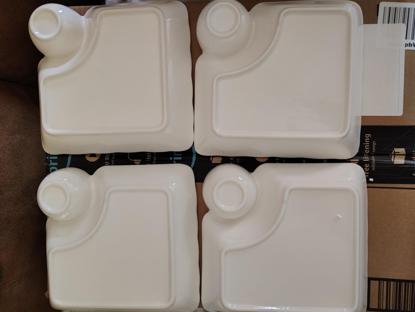 Noamus 4 Pack Dumpling Plate with Dipping Saucer, 7.5