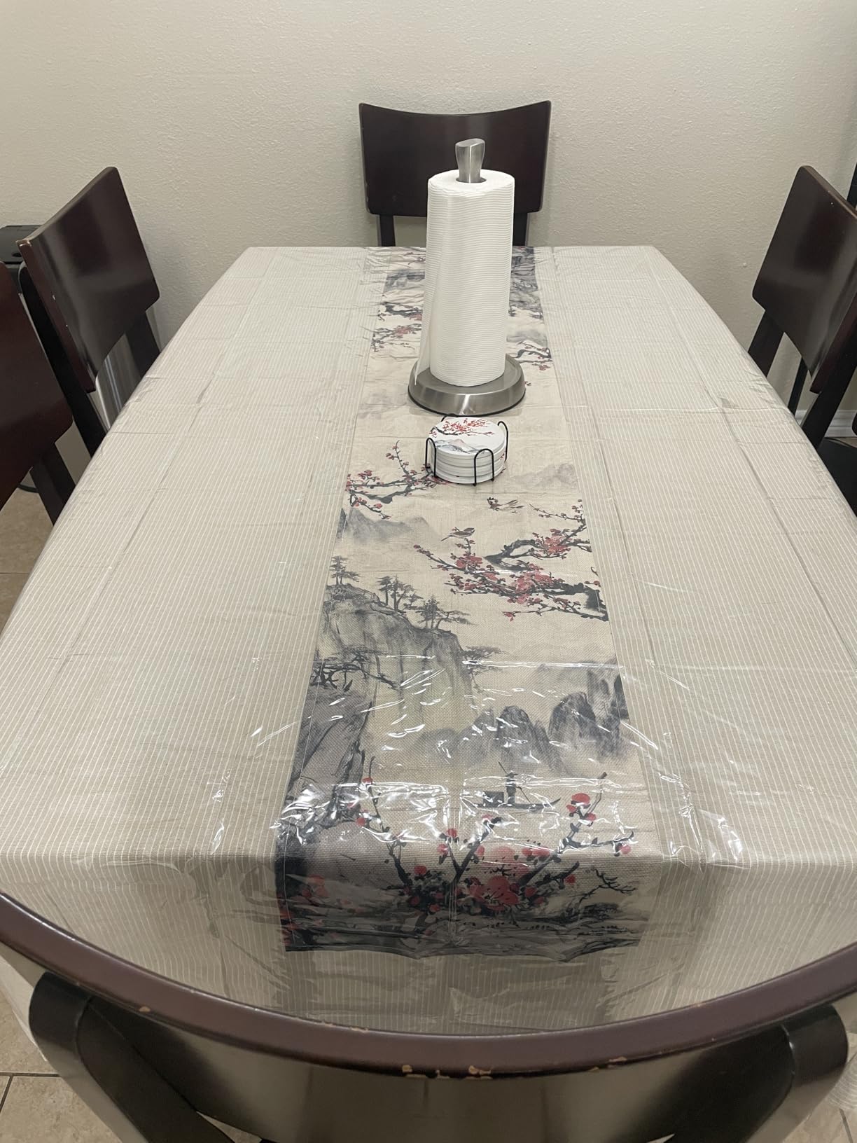 Japanese Table Runner, Cherry Blossom Asian Anime Nature Landscape Aesthetic Kitchen Dining Table Runners for Indoor Outdoor Home Party Holiday Decor 13X72Inch customer photo 1