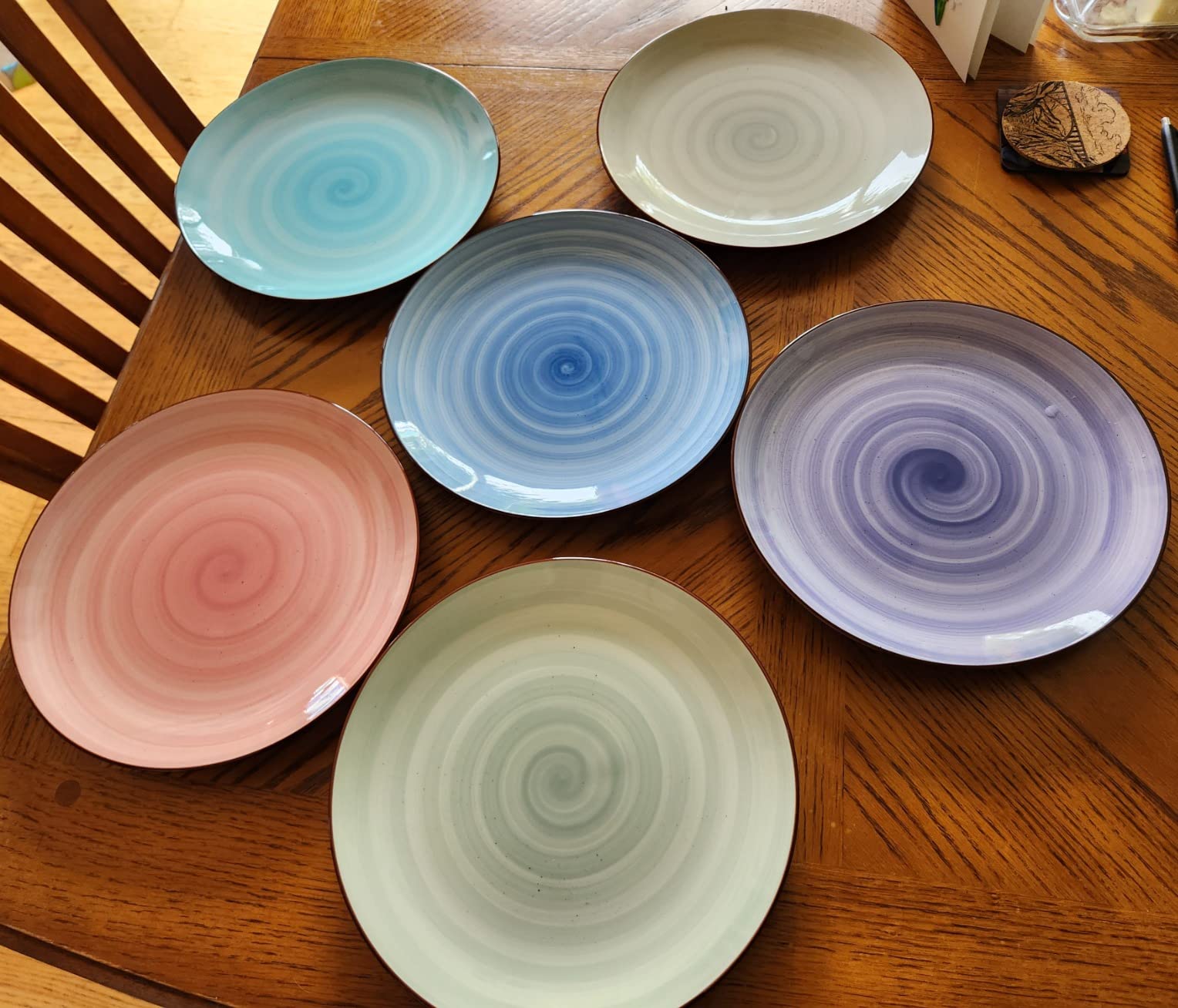 KitchenTour Large Ceramic Dinner Plates, 10 Inch Salad Plates Set of 6, Serving Plates for Dessert, Pasta, Appetizer, Dishwasher and Microwave Safe, Vintage Blue customer photo 1