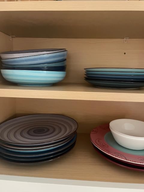 KitchenTour Large Ceramic Dinner Plates, 10 Inch Salad Plates Set of 6, Serving Plates for Dessert, Pasta, Appetizer, Dishwasher and Microwave Safe, Vintage Blue customer photo 2