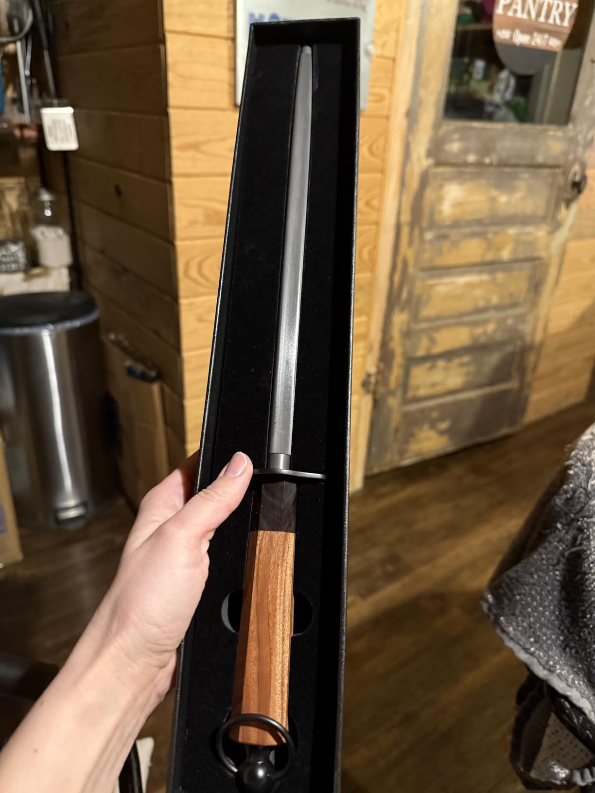 MITSUMOTO SAKARI 12 inch Honing Steel Rod - Round Knife Sharpening Rod, Diamond-Coated High Carbon Steel with Rosewood Handle for Kitchen & Chef Knives customer photo 1