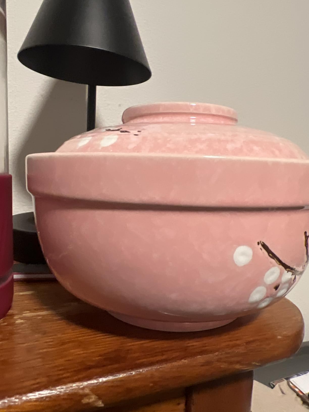 Goaste 2 Pack Ceramic Ramen Noodle Bowl, 27 OZ Big Ramen Bowl with Lid, Japanese Hand-Painted Ceramic Tableware, Durable Floral Soup Bowl for Noodles, Porridge, Rice, Dishwasher Safe(Pink, Cyan Blue) customer photo 1