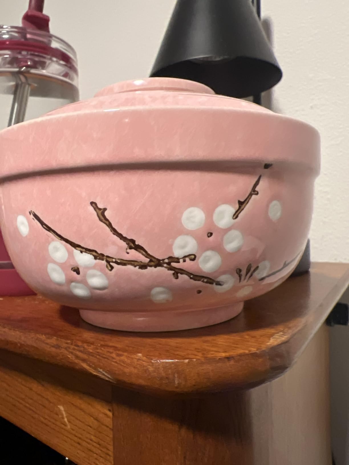 Goaste 2 Pack Ceramic Ramen Noodle Bowl, 27 OZ Big Ramen Bowl with Lid, Japanese Hand-Painted Ceramic Tableware, Durable Floral Soup Bowl for Noodles, Porridge, Rice, Dishwasher Safe(Pink, Cyan Blue) customer photo 2