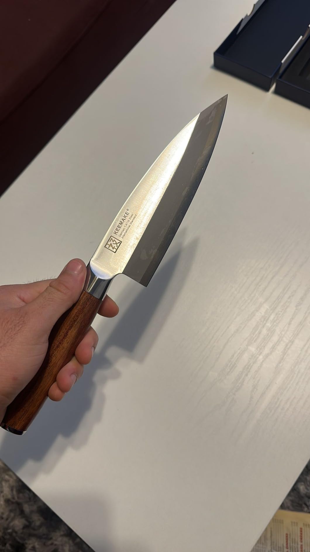 KEEMAKE Deba Knife 6.5 inches, Chef Knife Single Bevel High Carbon Stainless Steel 1.4116 Japanese Style Kitchen Knife for Fish and Meat with Rosewood Handle Chopping Knife with Gift Box customer photo 2