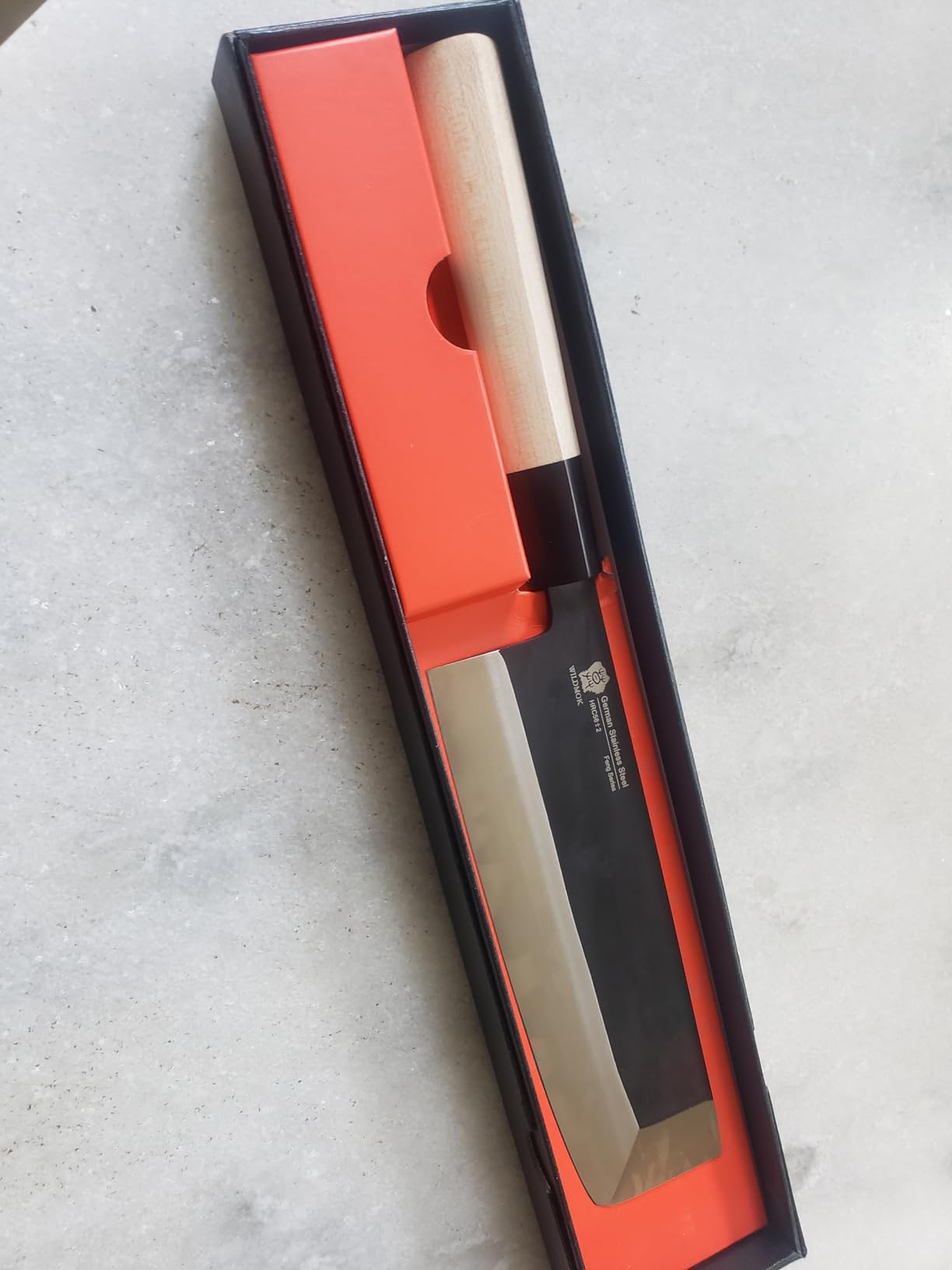 WILDMOK 7 Inch Asian Usuba Vegetable Knife German Stainless Steel Blade & Traditional Wooden Handle customer photo 1