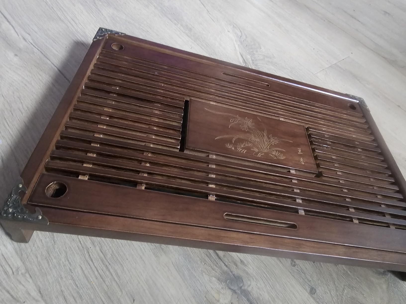 Eorbow Wooden Tea Tray, 17 Inch Chinese Kung Fu Tea Tray, Gongfu Tea Table with Water Storage Box, Household Filter Tea Serving Tray Gift Set for Home, Office, Bar customer photo 1