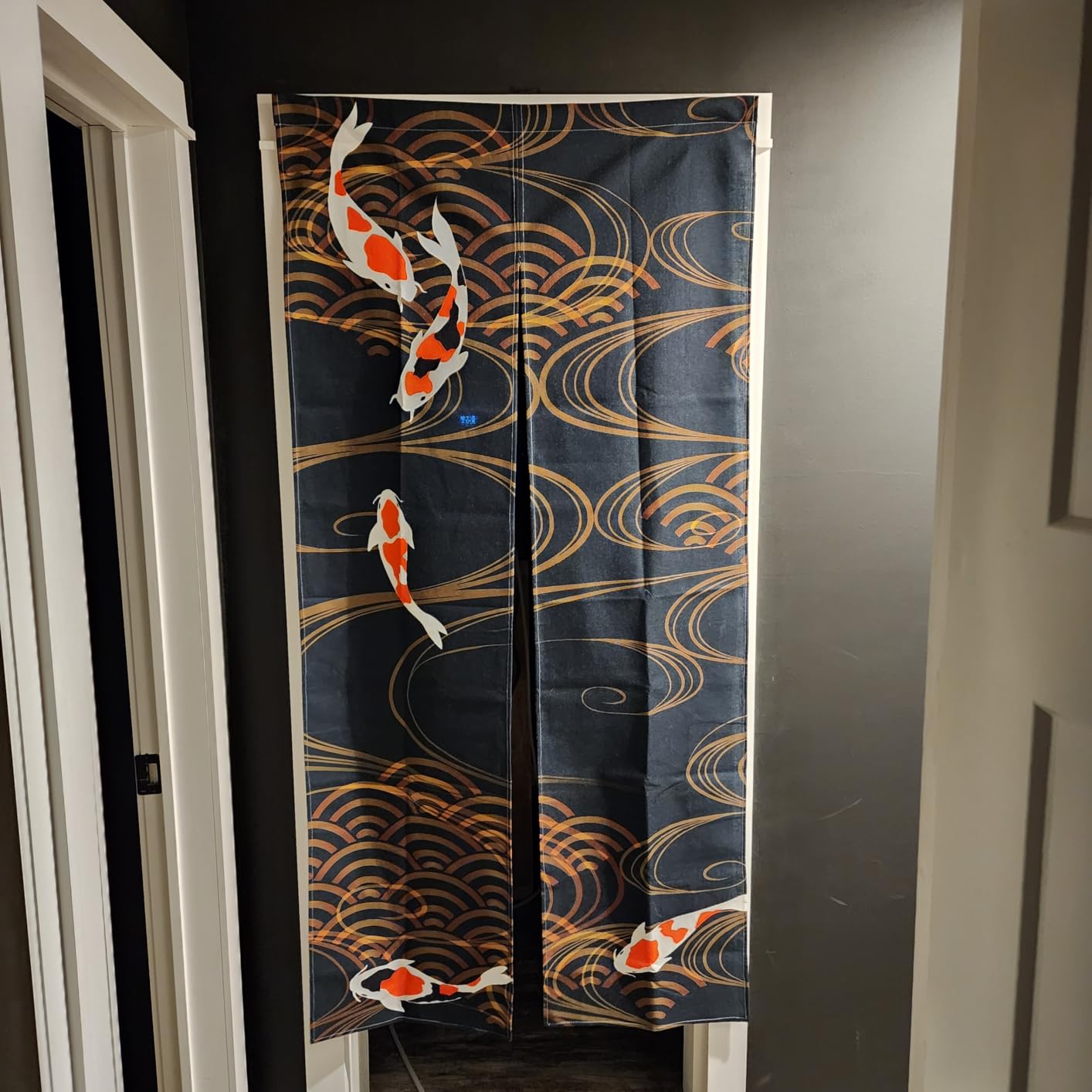 next.design Noren Japanese Style Doorway Curtain with a Picture of Nishiki Carp Nishikigoi Printed on it (pattern1) customer photo 1