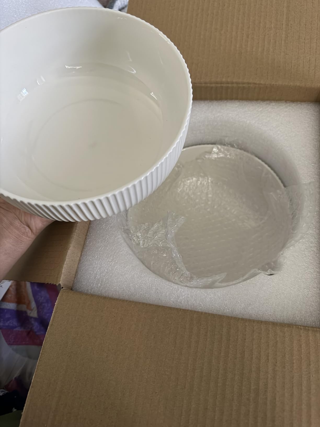 Mfacoy 2 Pack Salad Bowl, 8 inch 60 oz Large Serving Bowl Set, Deep Bowl for Kitchen, White Ceramic Bowl Set customer photo 2