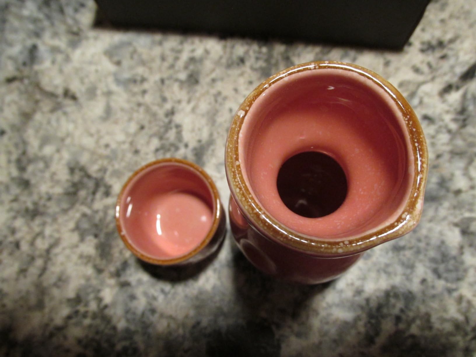 Japanese Sake Set of 5, 300ml Ceramic Sake Bottle (Tokkuri) with 4 Matching Sake Cups (Ochoko), Unique Black & Green Reactive Glaze, Traditional Pottery for Hot or Cold Sake, Dishwasher Safe customer photo 1